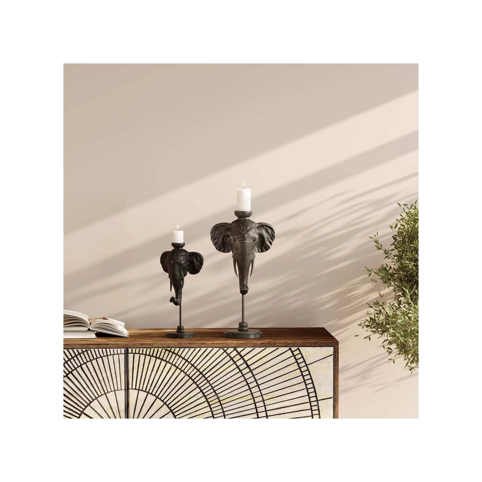 Bougeoir Tête D'éléphant Noir 36cm ^KARE Design Hot