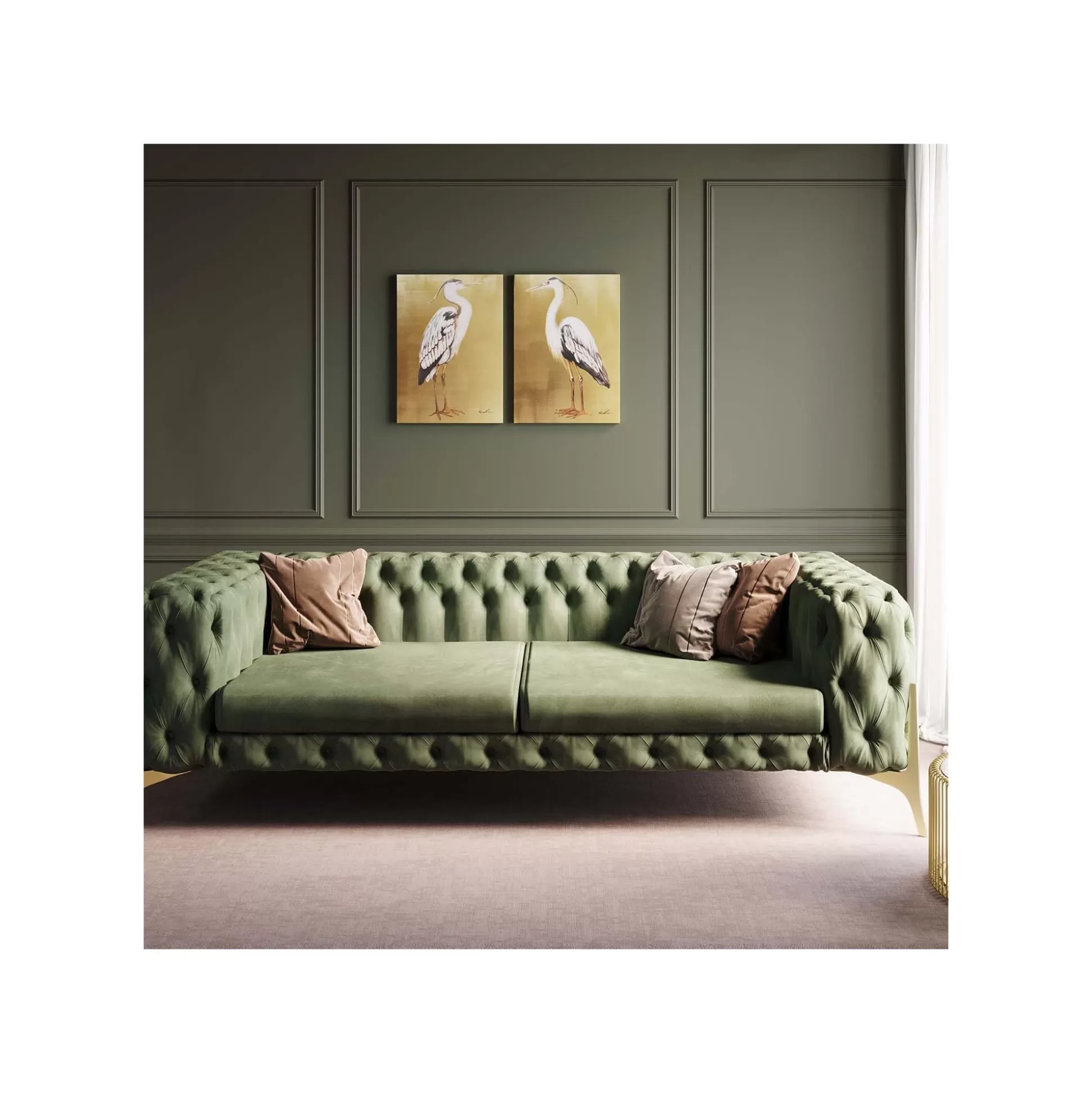 Canapé Bellissima 3 Places Velours Vert ^KARE Design Fashion
