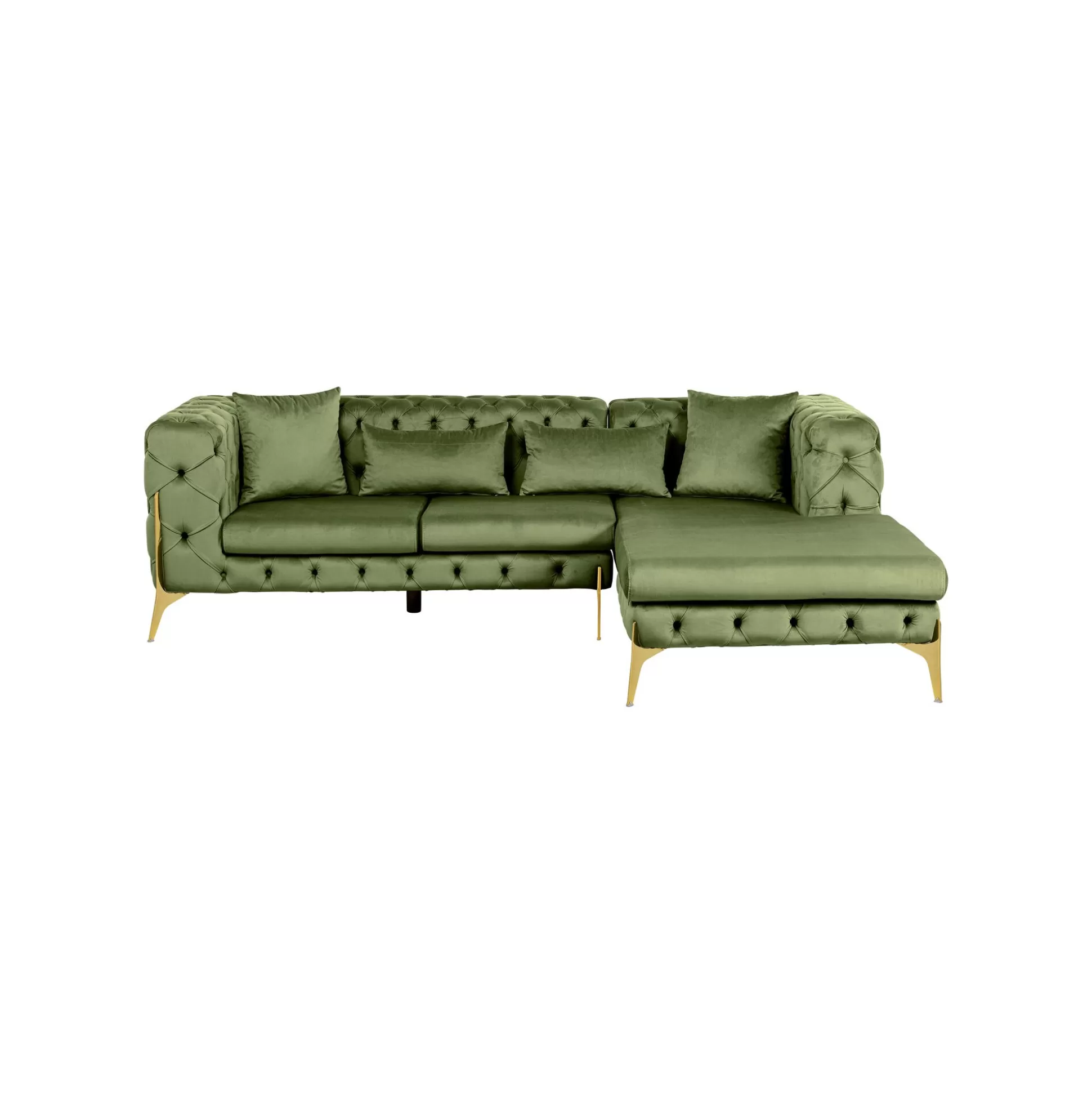 Canapé D'angle Bellissima Droite Velours Vert ^KARE Design Fashion