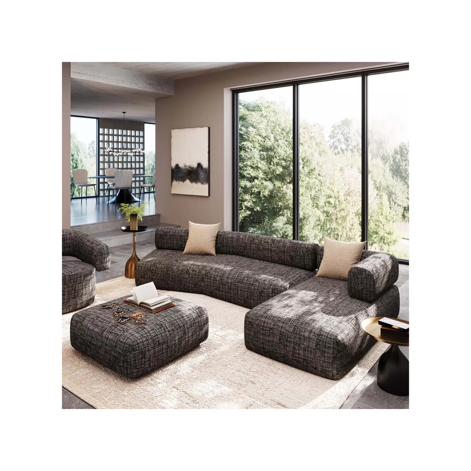 Canapé D'angle Bow Droite Noir Et Blanc ^KARE Design Hot