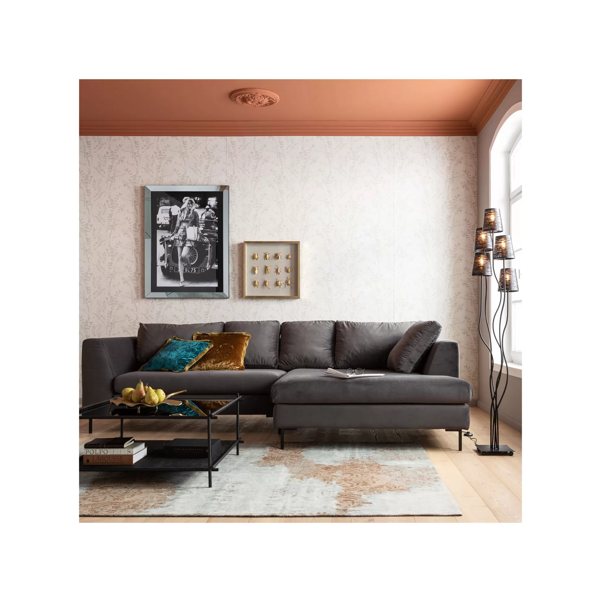 Canapé D'angle Gianna 290cm Droite Velours Gris ^KARE Design Store