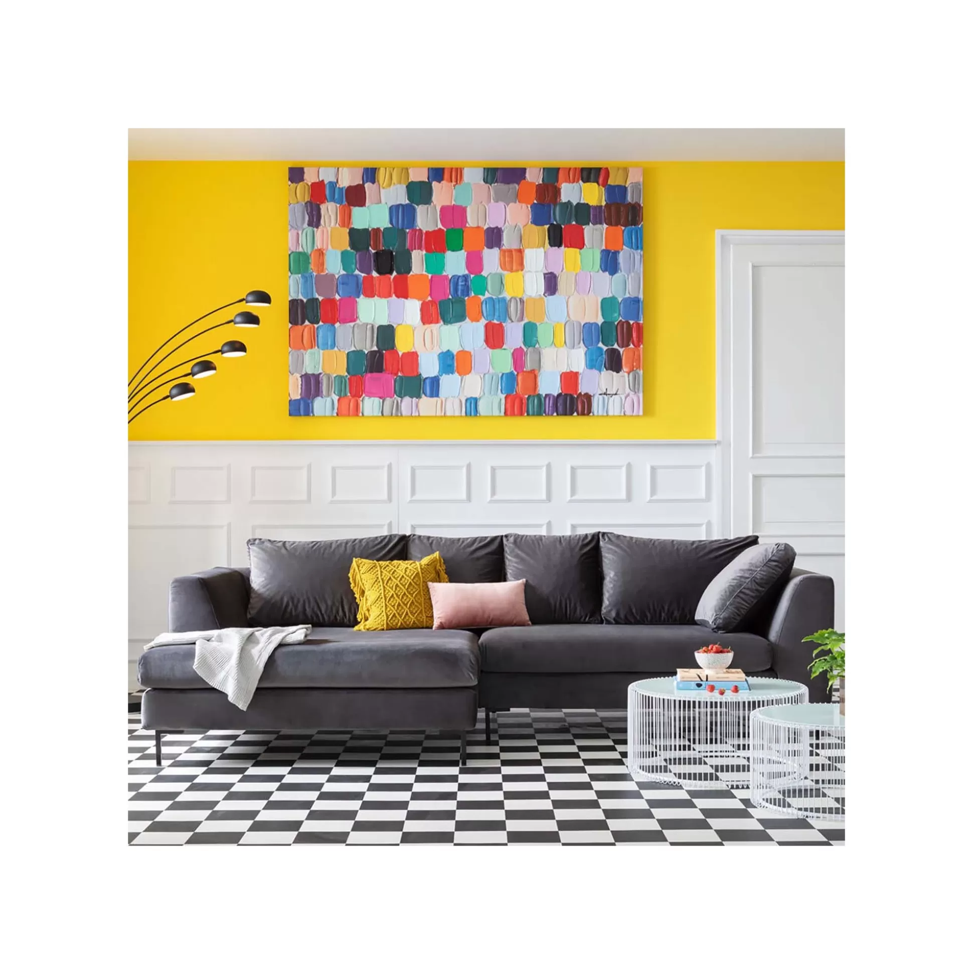 Canapé D'angle Gianna 290cm Gauche Velours Gris ^KARE Design Fashion