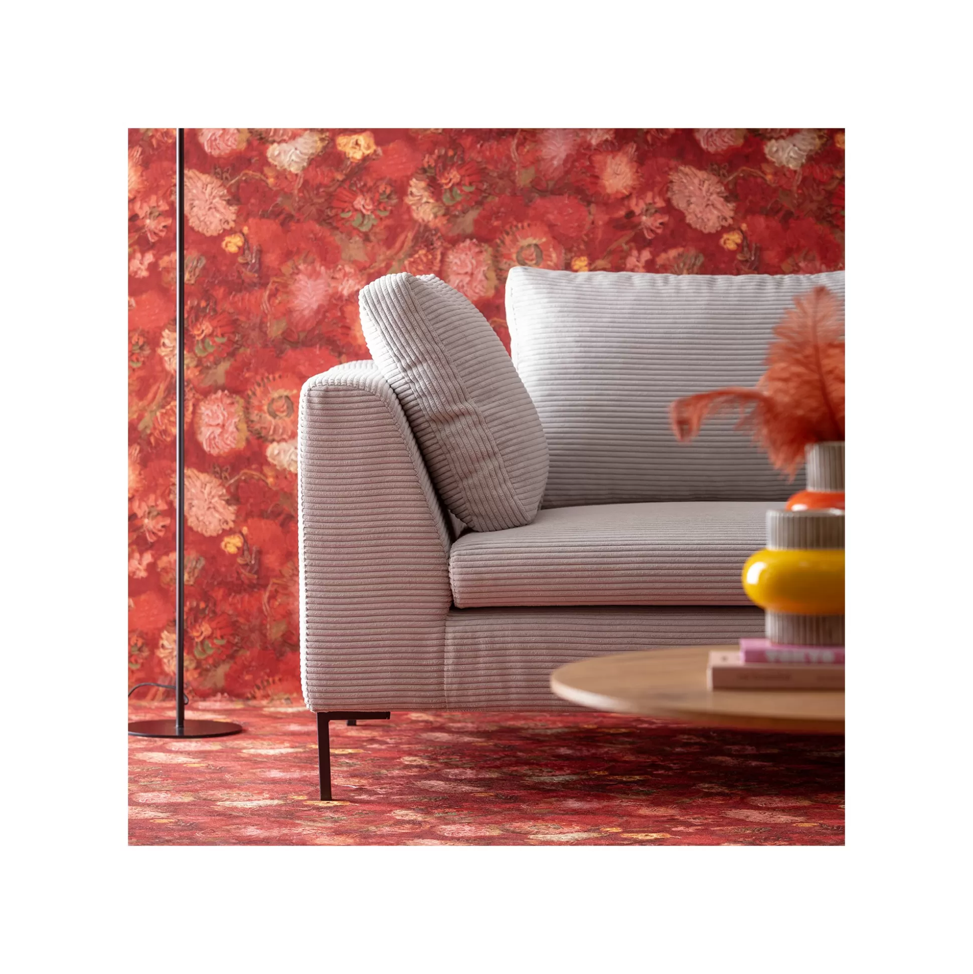 Canapé D'angle Gianna Cord 290cm Droite Gris ^KARE Design Store