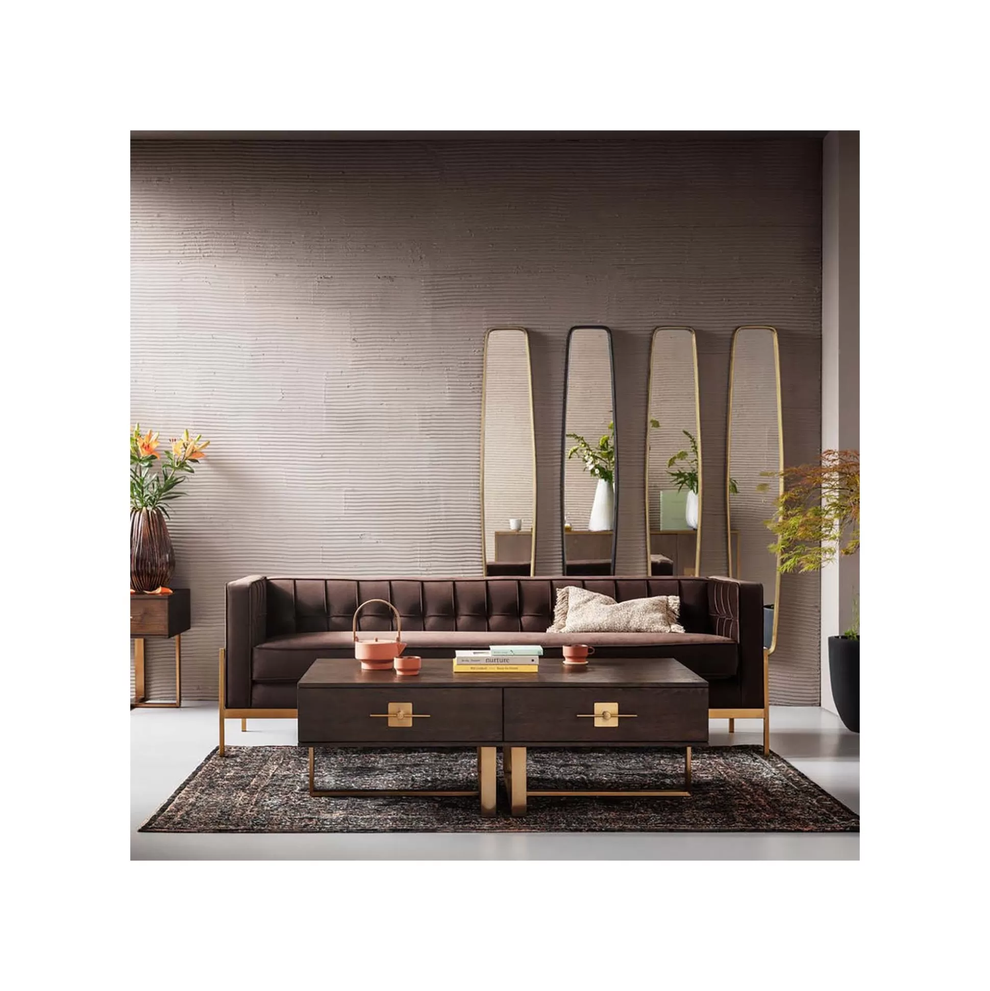 Canapé Loft 3 Places Velours Marron ^KARE Design Best Sale