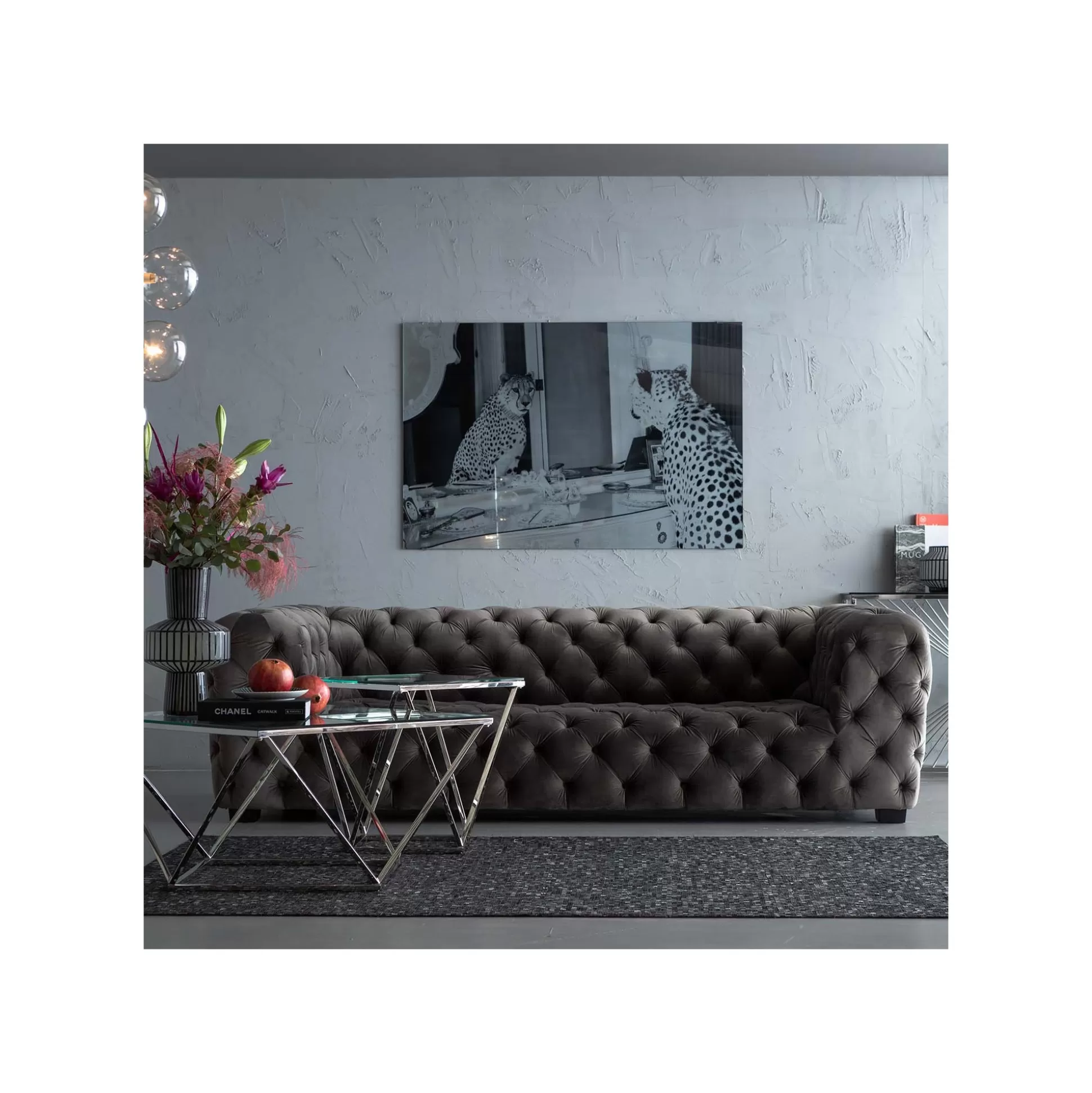 Canapé Metropol 3 Places Velours Gris ^KARE Design Discount