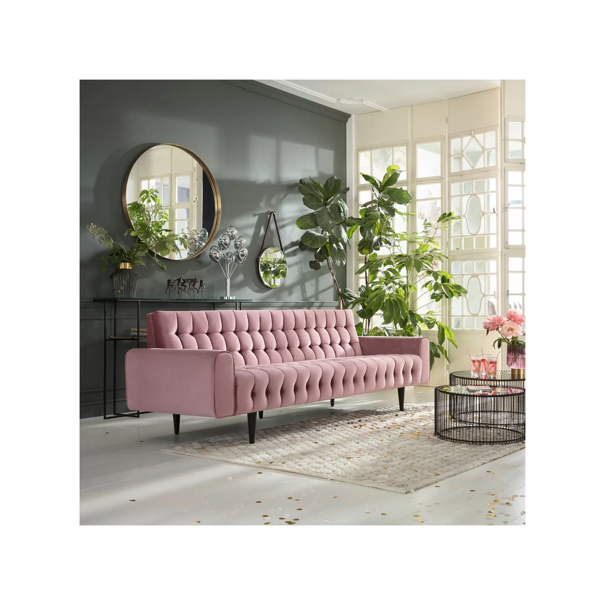 Canapé Milchbar 3 Places Velours Rose ^KARE Design Sale