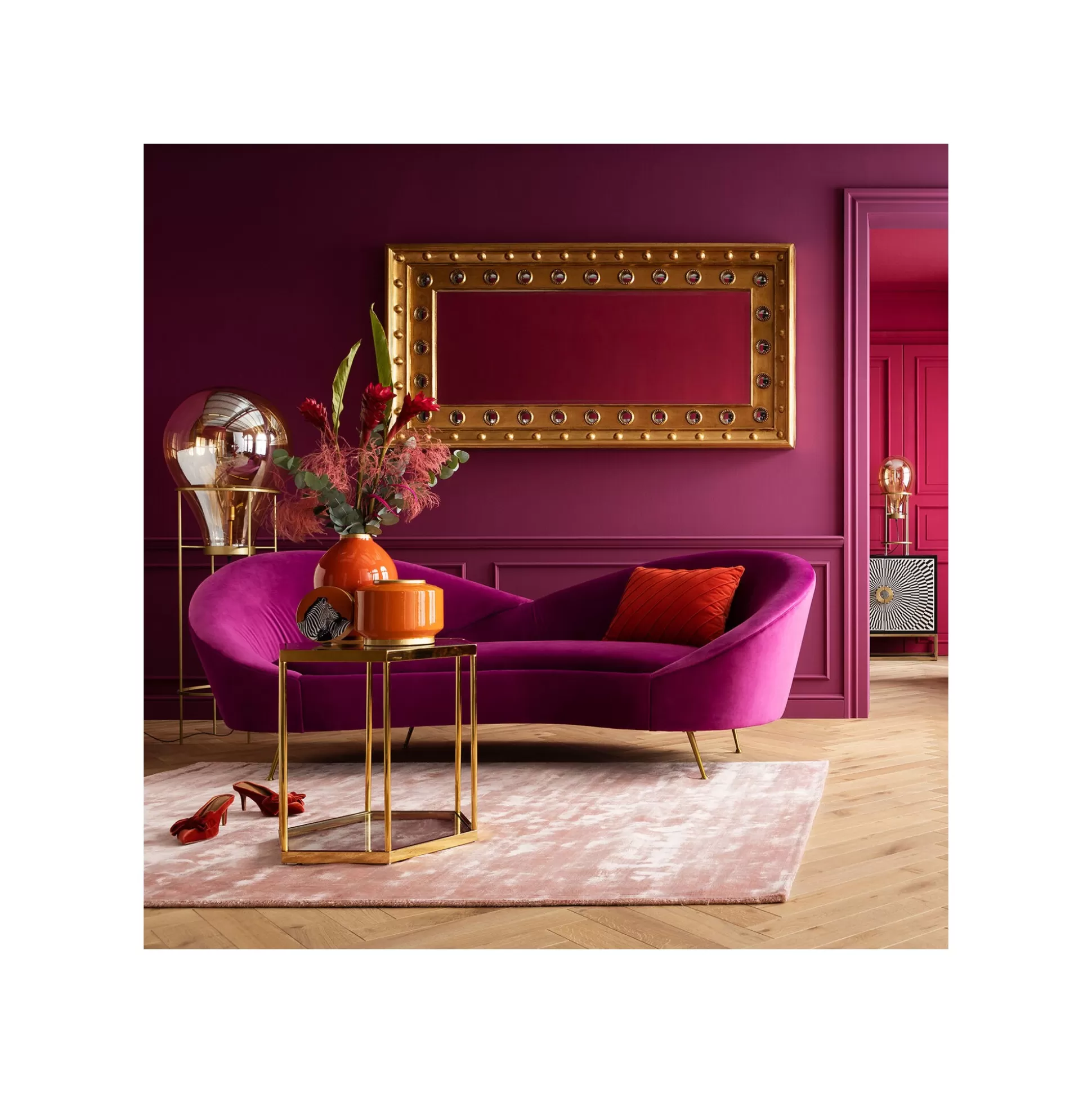 Canapé Night Fever 3 Places Velours Violet ^KARE Design Discount