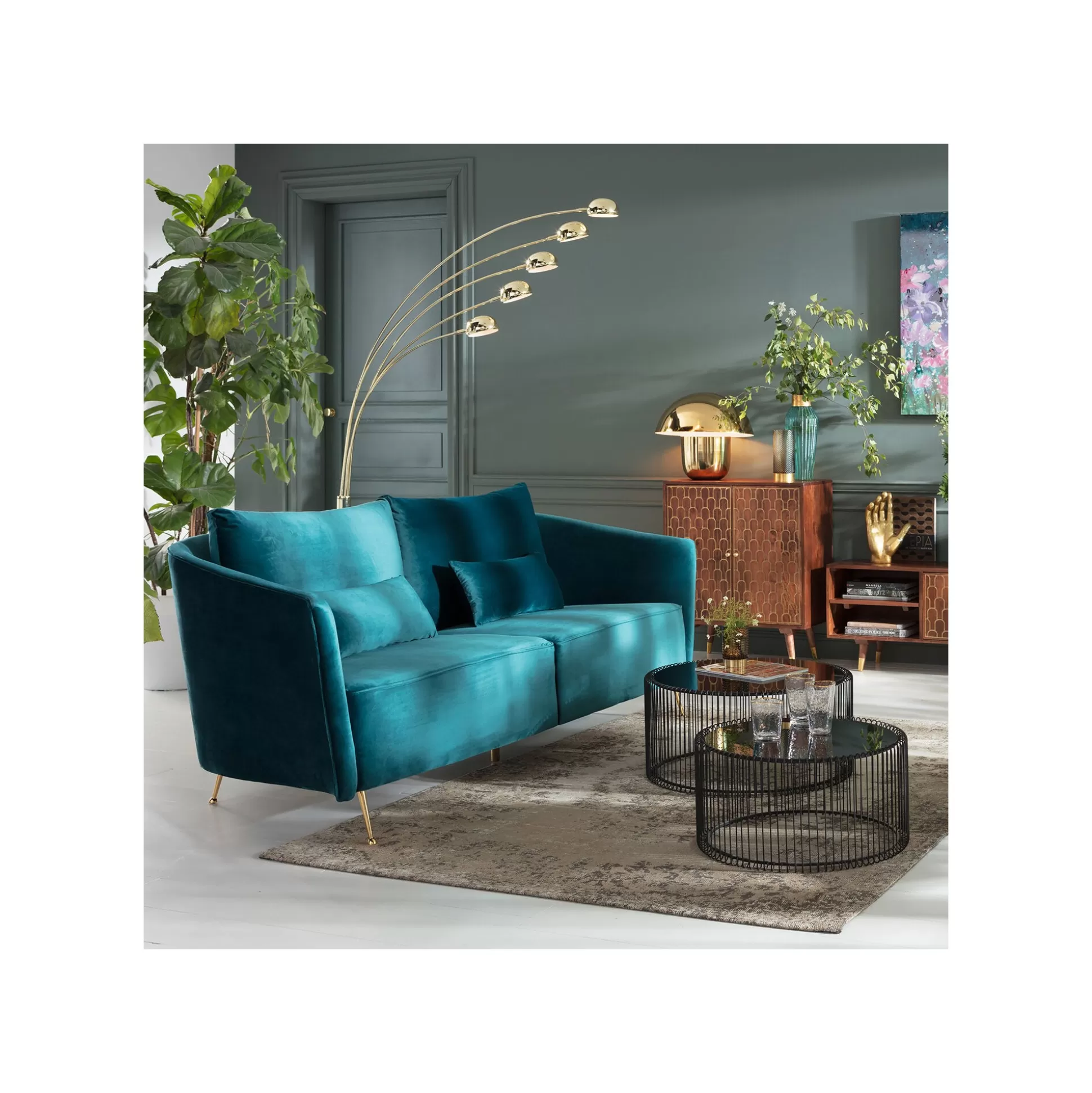 Canapé Vegas Forever 3 Places Bleu-vert ^KARE Design Flash Sale