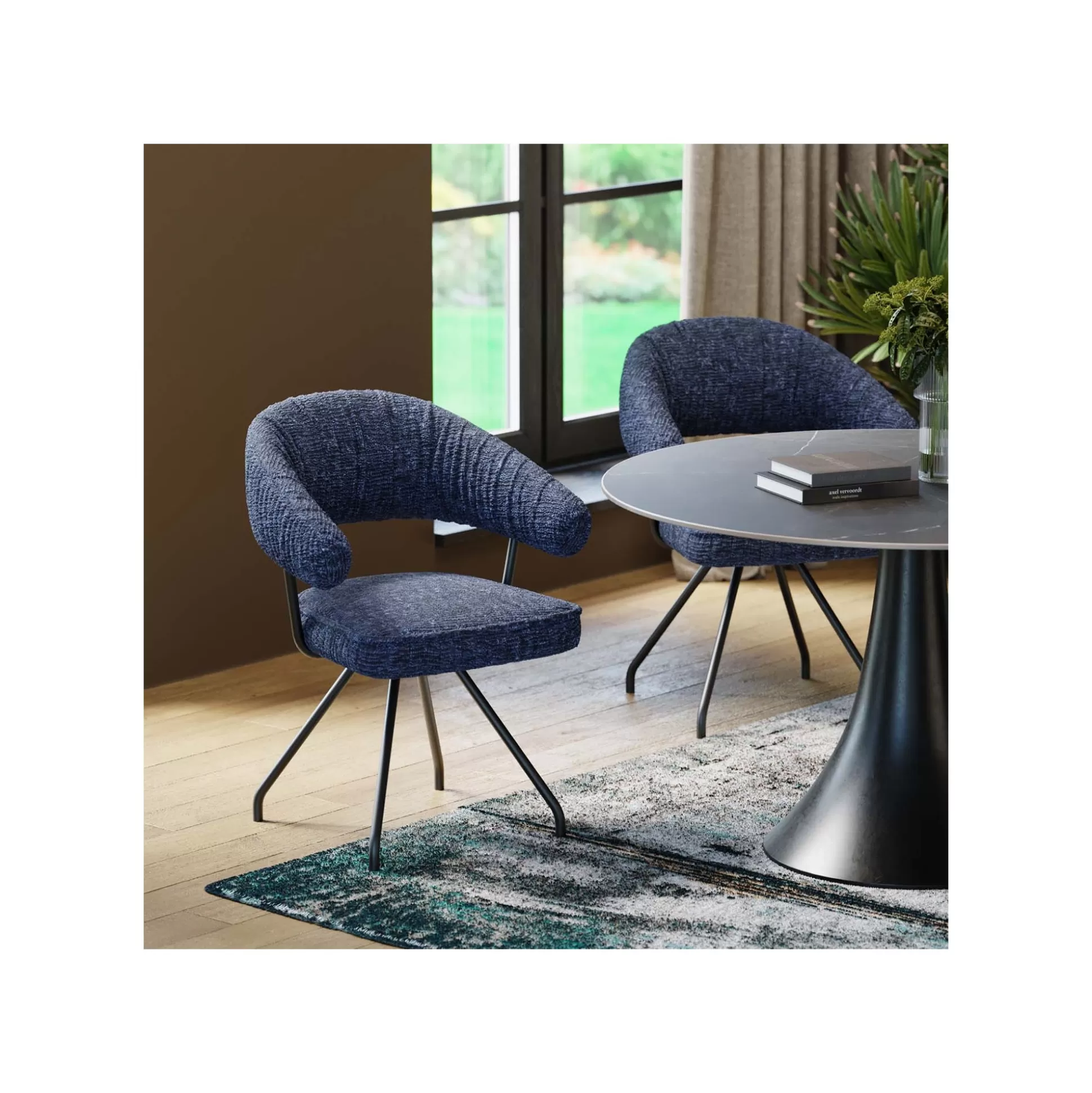 Chaise Avec Accoudoirs Pivotante Arabella Bleue ^KARE Design Online