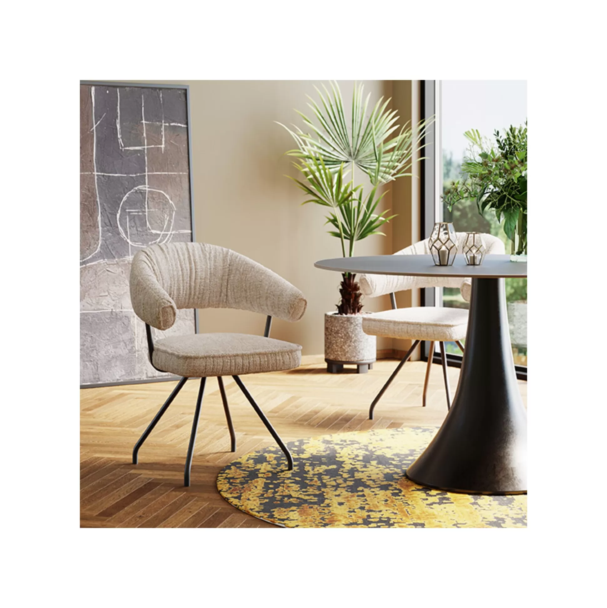 Chaise Avec Accoudoirs Pivotante Arabella Grise ^KARE Design Store