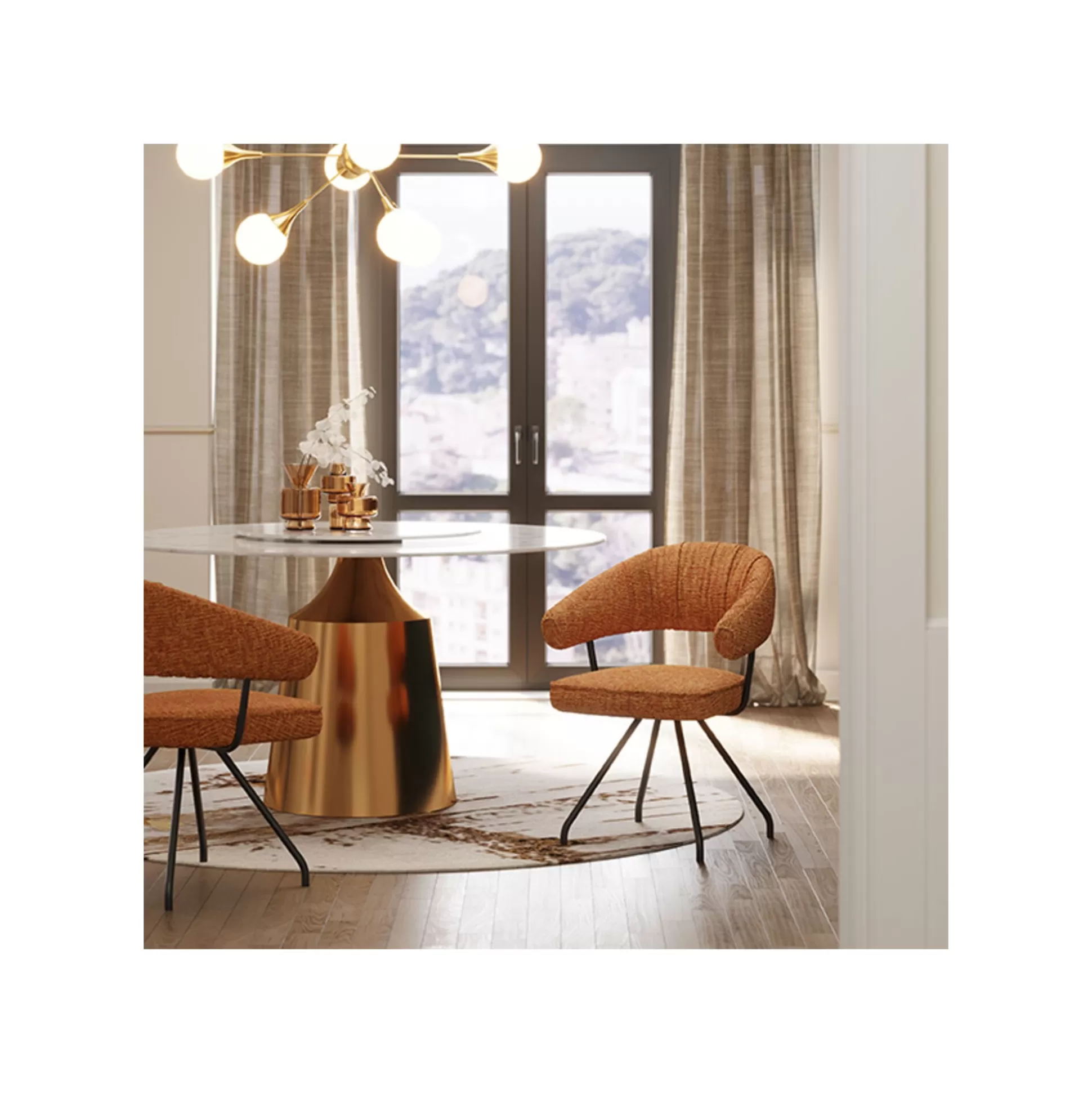 Chaise Avec Accoudoirs Pivotante Arabella Orange ^KARE Design Clearance