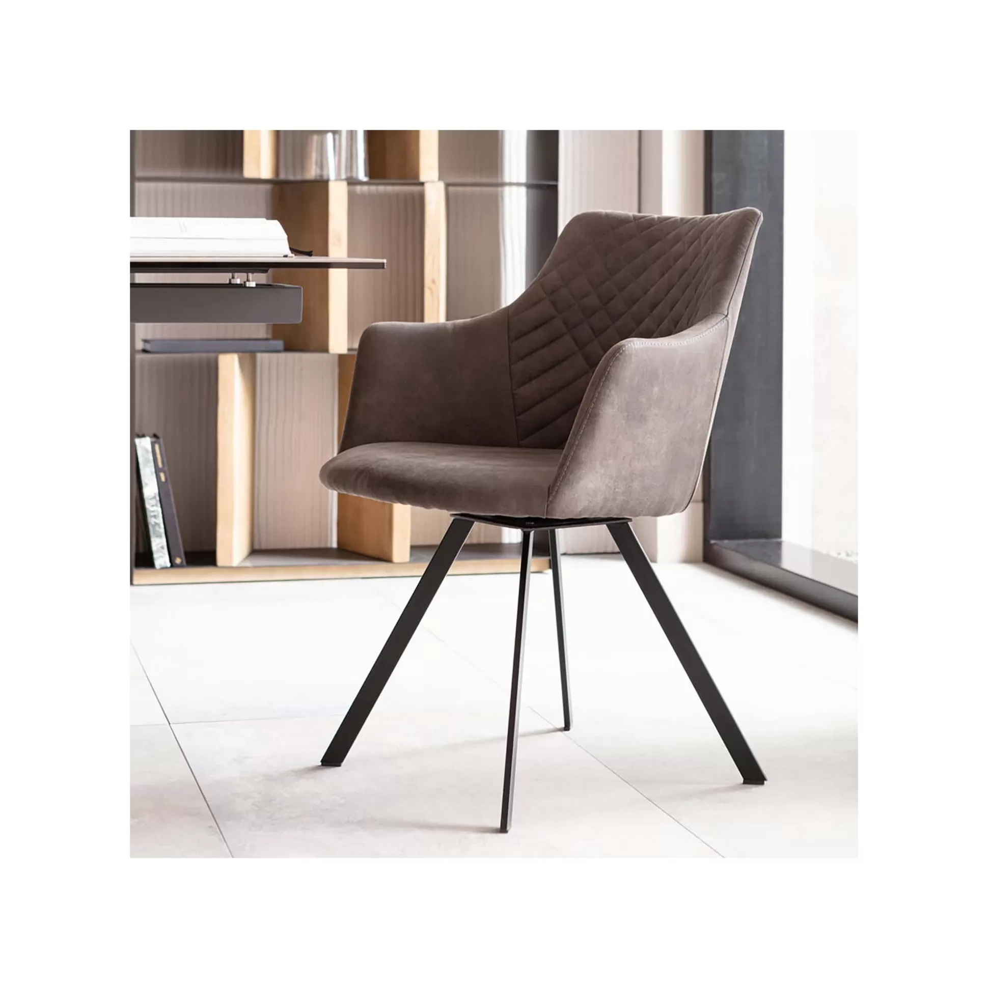 Chaise Avec Accoudoirs Pivotante Coco Gris Anthracite ^KARE Design Discount