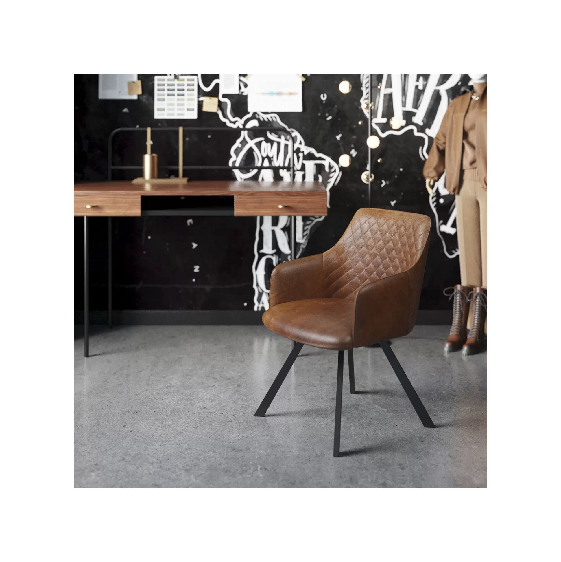 Chaise Avec Accoudoirs Pivotante Coco Marron ^KARE Design Shop