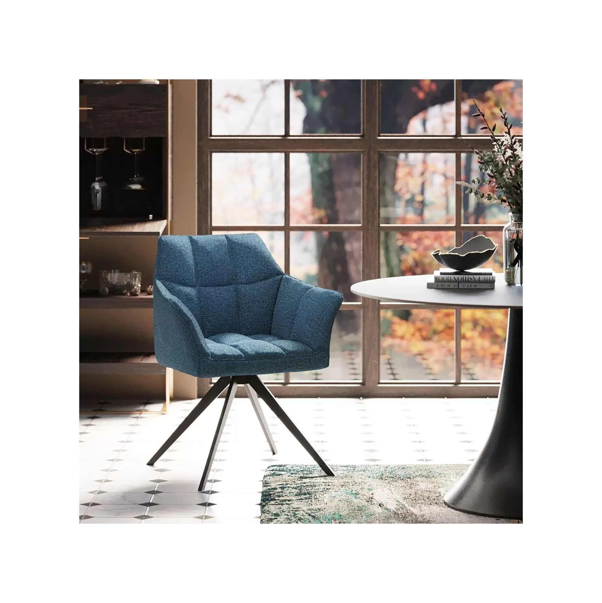 Chaise Avec Accoudoirs Pivotante Thinktank Bleue ^KARE Design Hot