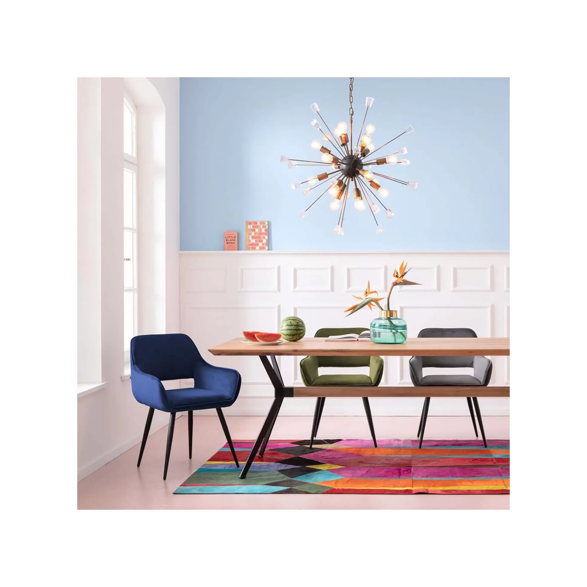 Chaise Avec Accoudoirs San Francisco Velours Bleu Pétrole ^KARE Design Sale