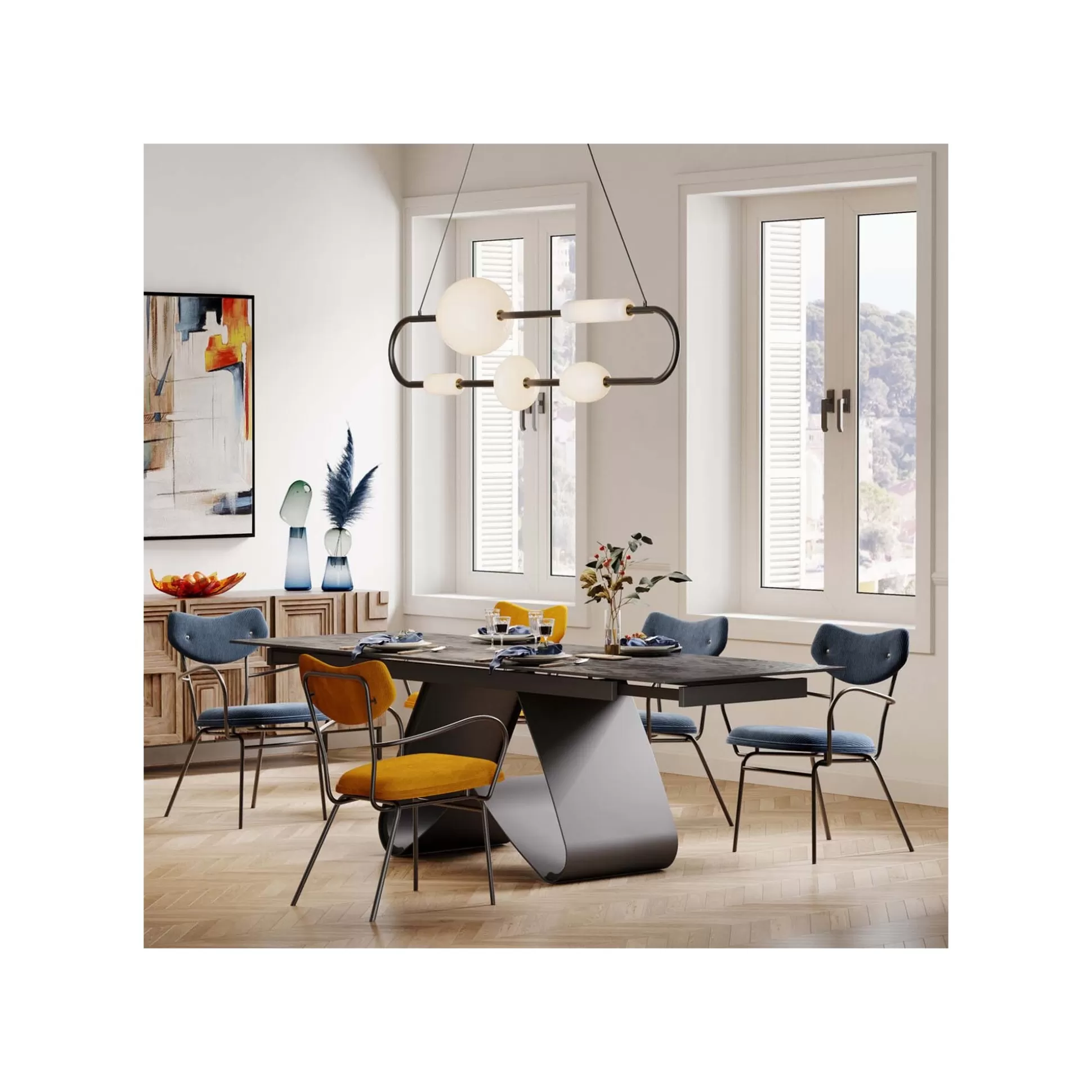 Chaise Avec Accoudoirs Viola Bleue ^KARE Design Flash Sale