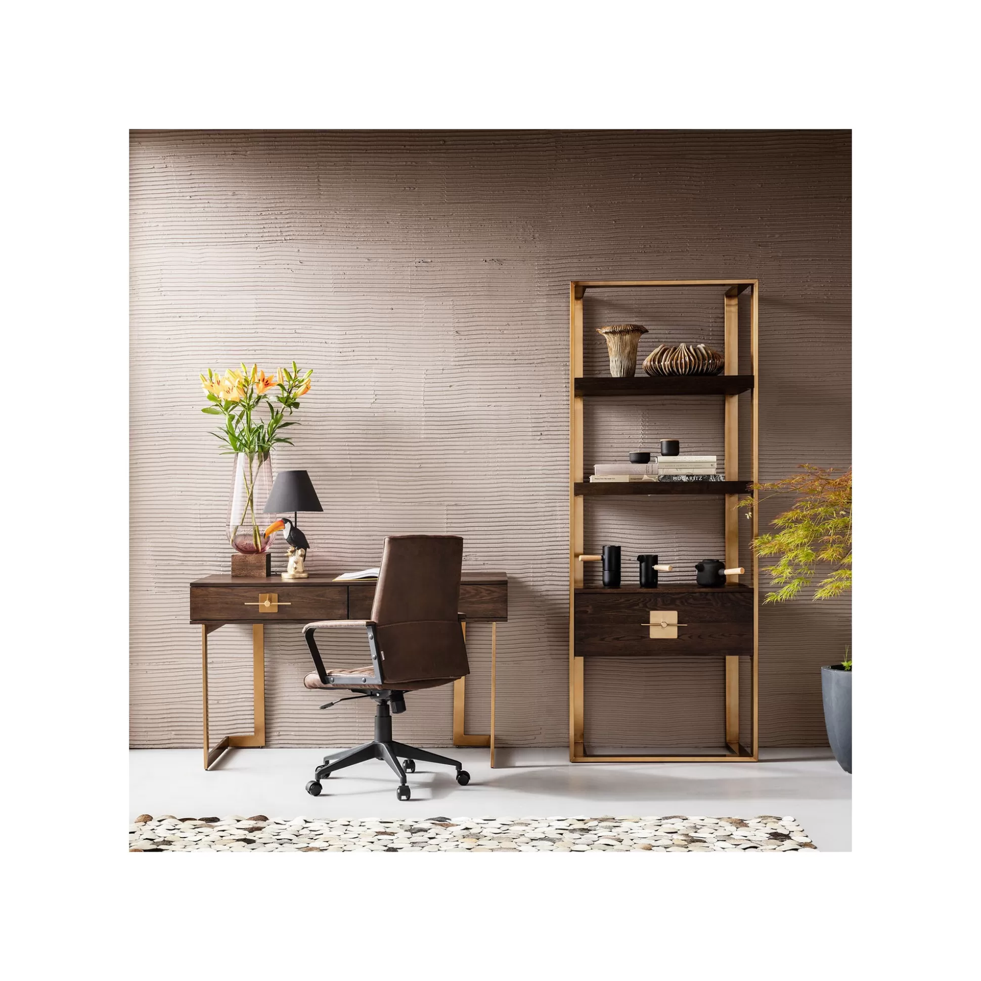 Chaise De Bureau Pivotante Labora Marron Foncé ^KARE Design Shop