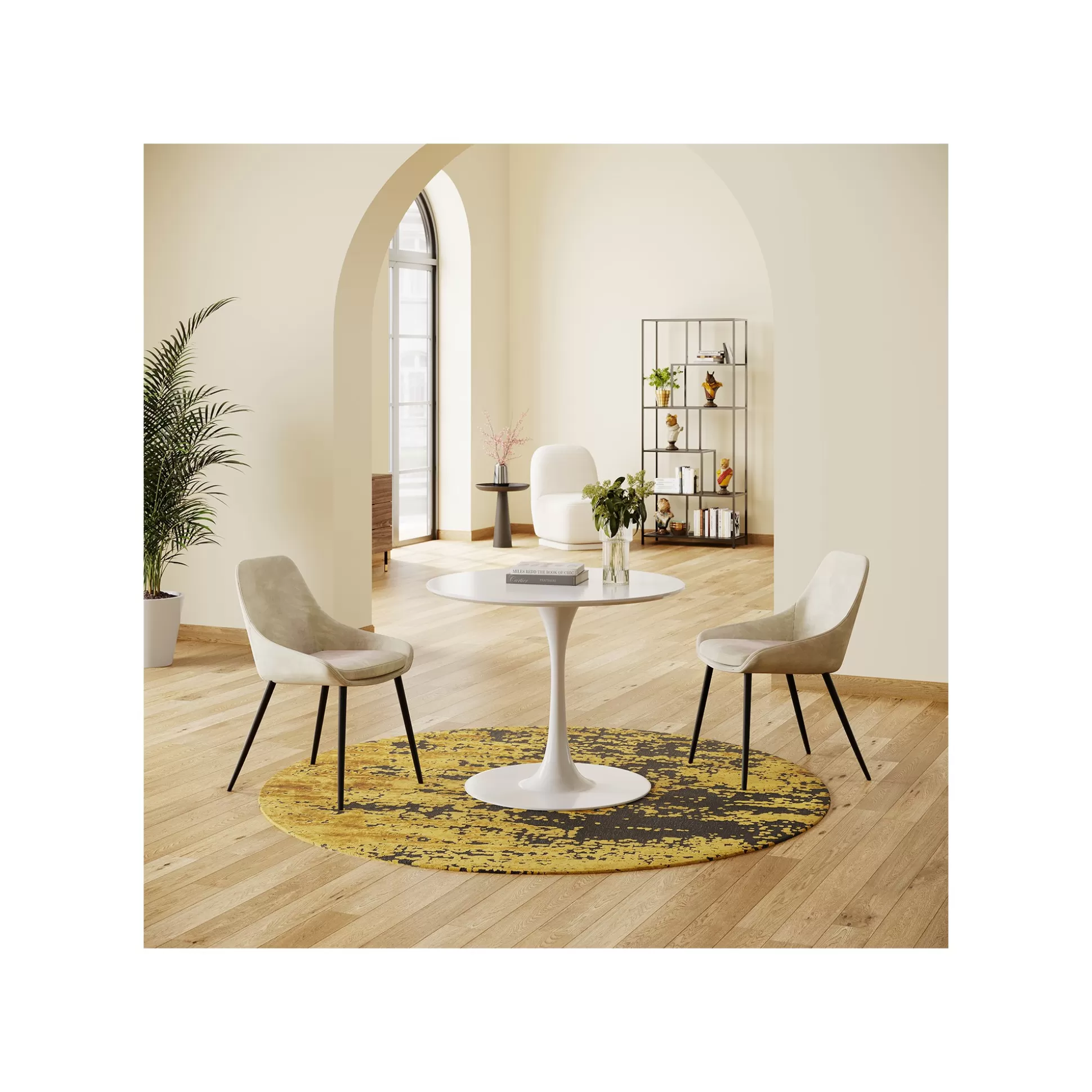 Chaise East Side Velours Beige 52cm ^KARE Design Discount