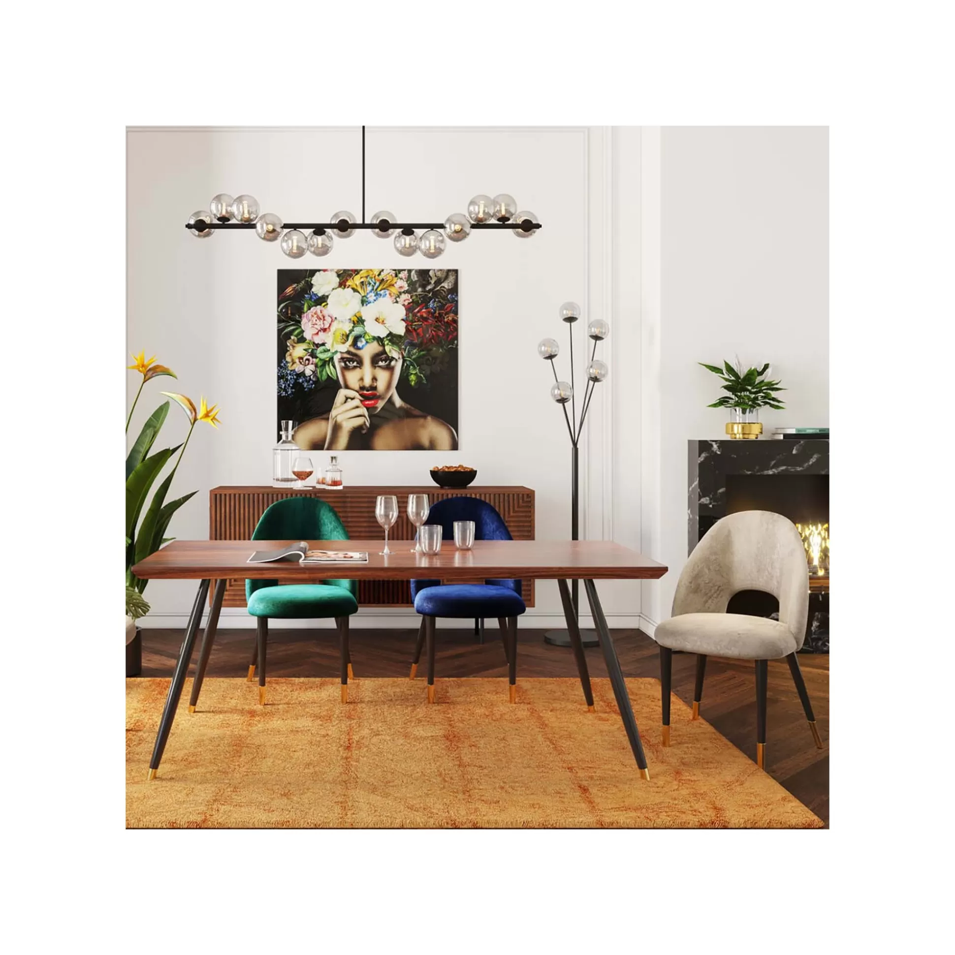 Chaise Iris Velours Bleu ^KARE Design Shop