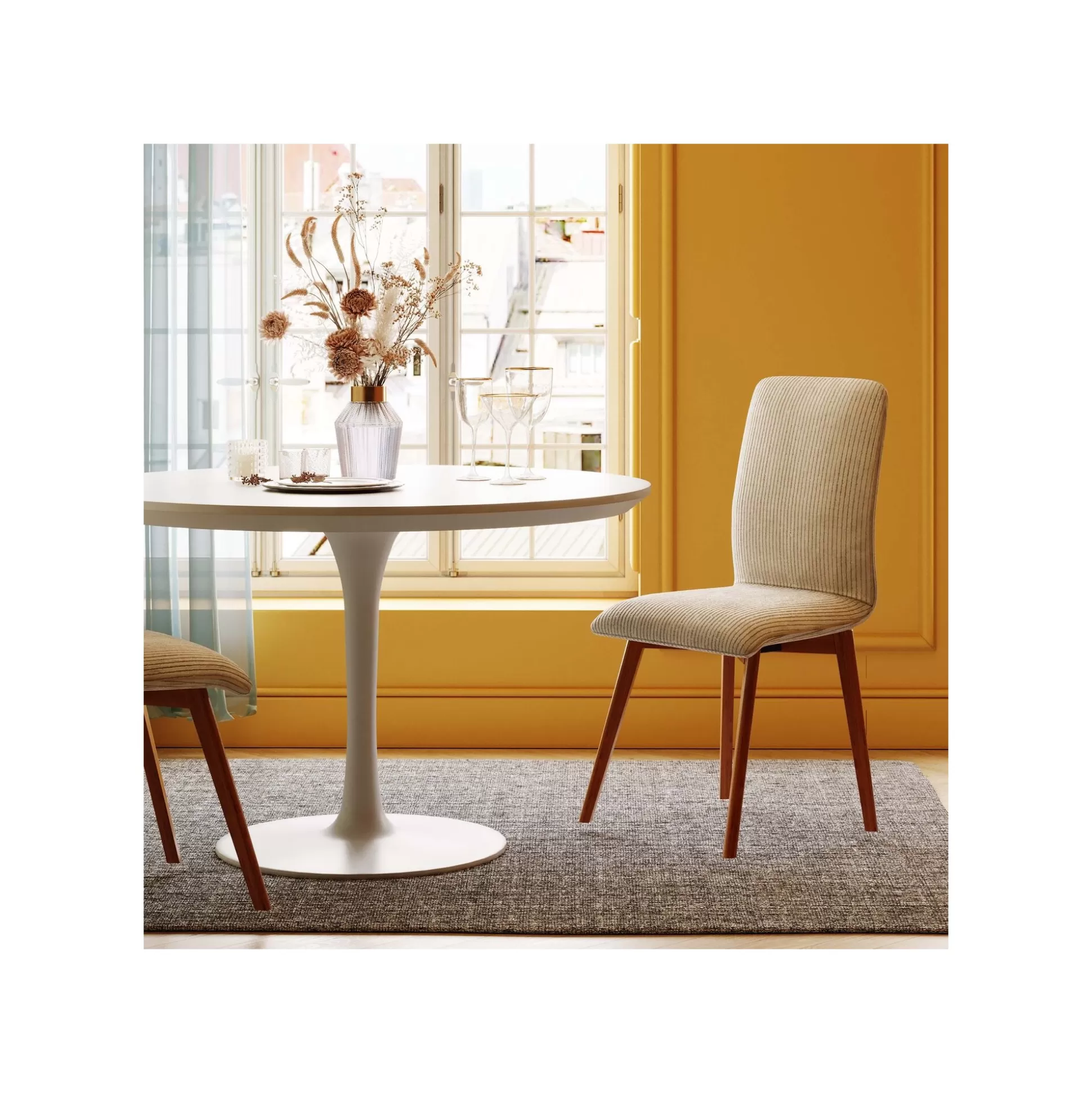 Chaise Lara Cord Côtelée Crème ^KARE Design Store