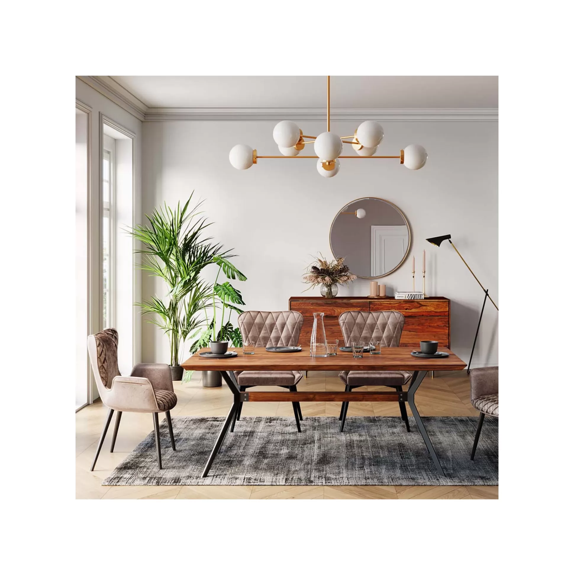 Chaise Marshall Velours Gris ^KARE Design Fashion