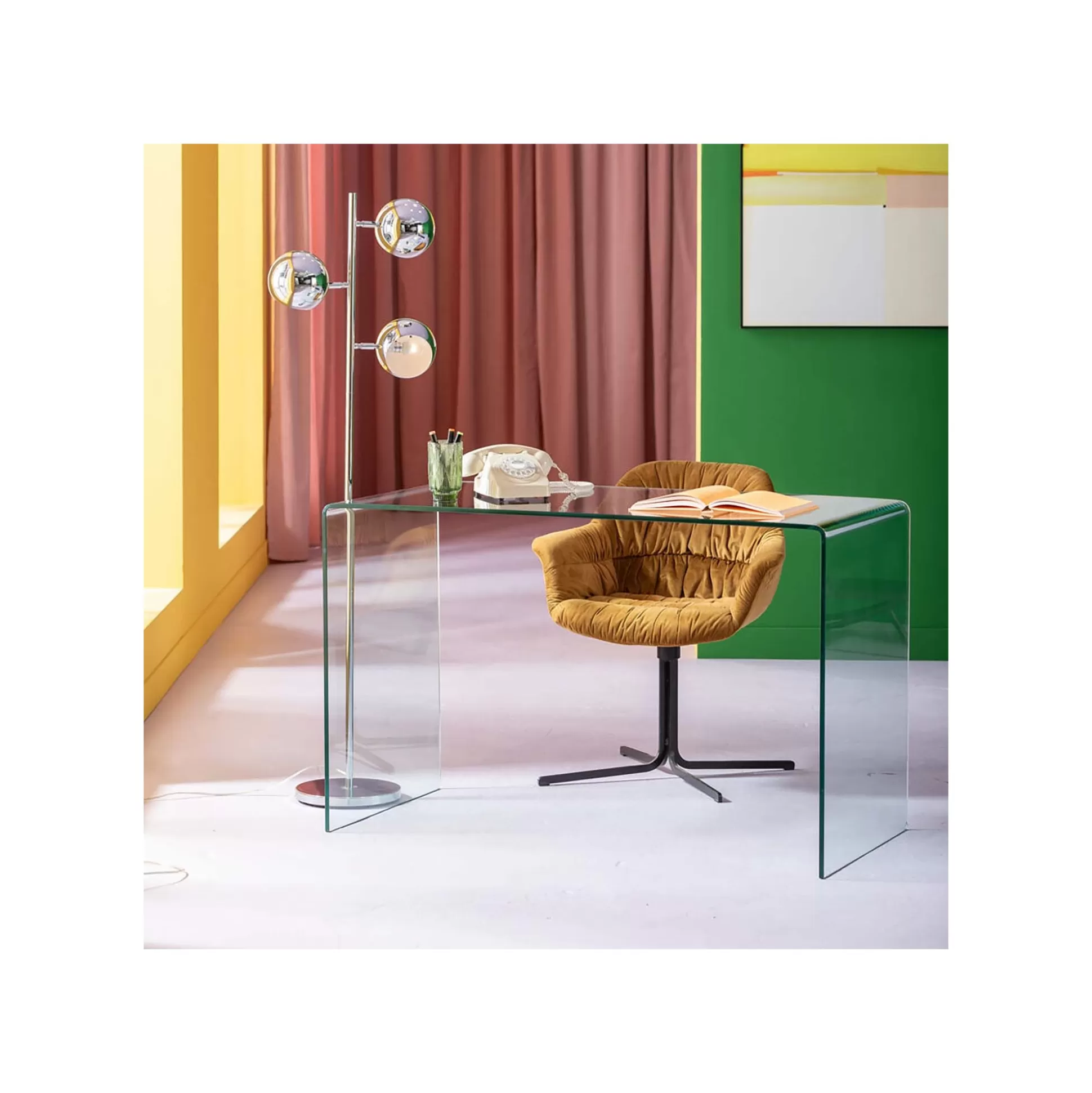 Chaise Pivotante Colmar Velours Jaune ^KARE Design New