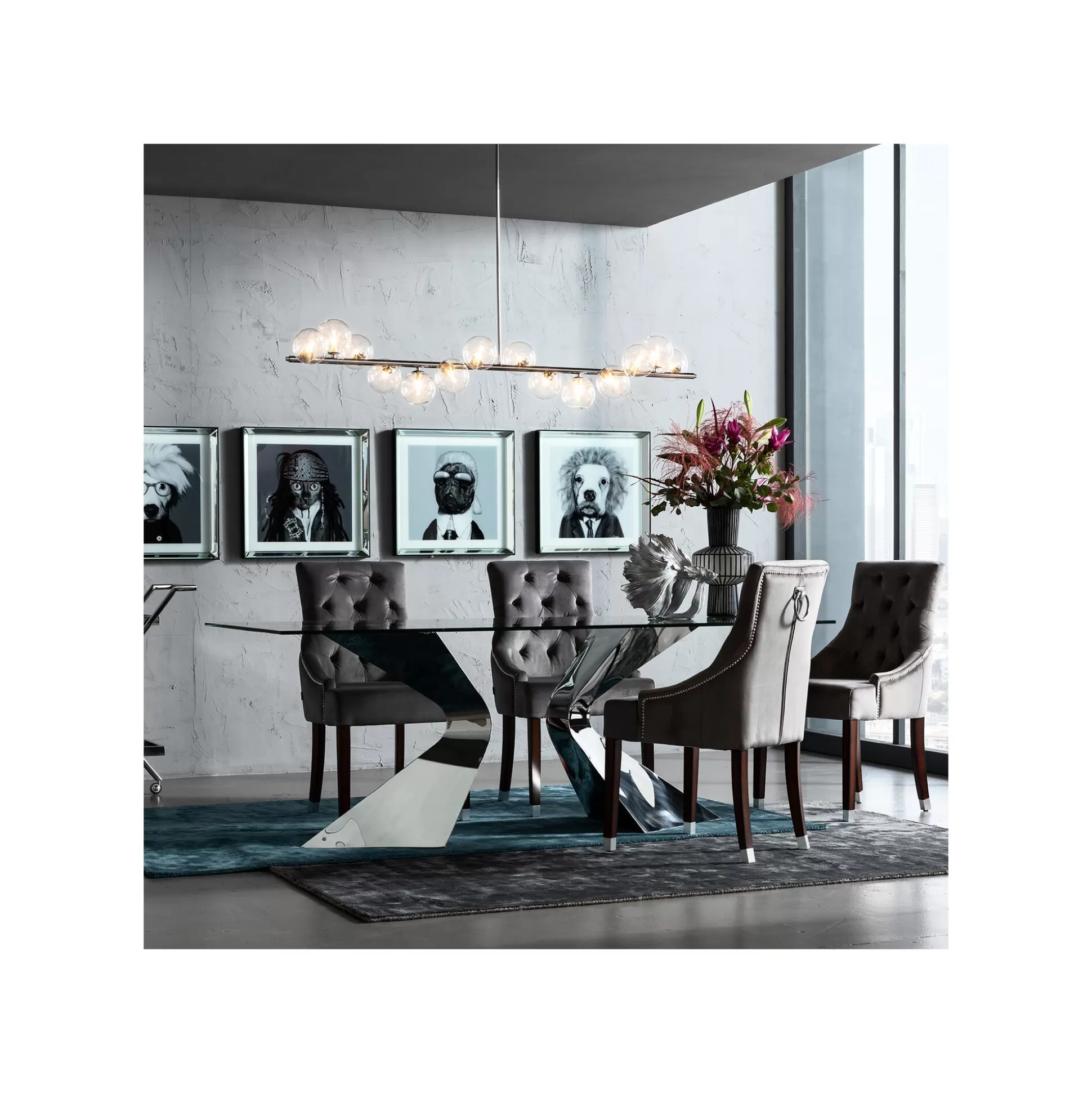 Chaise Prince Velours Gris ^KARE Design Online