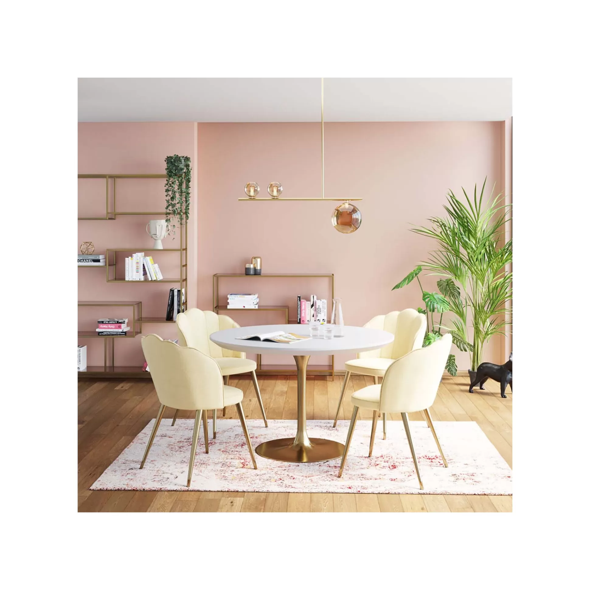 Chaise Princess Velours Beige Et Dorée ^KARE Design Shop