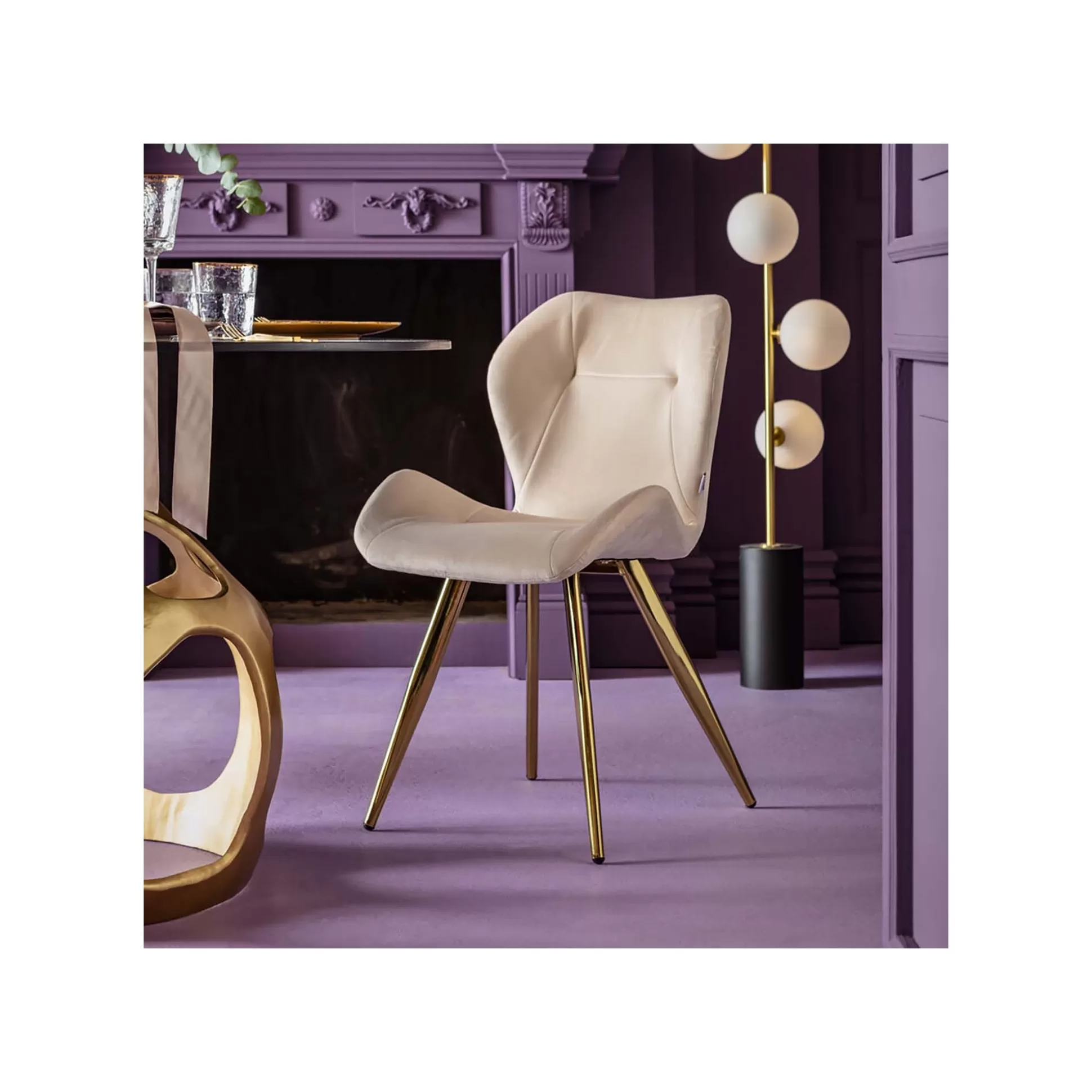 Chaise Viva Velours Crème Et Or ^KARE Design Best Sale