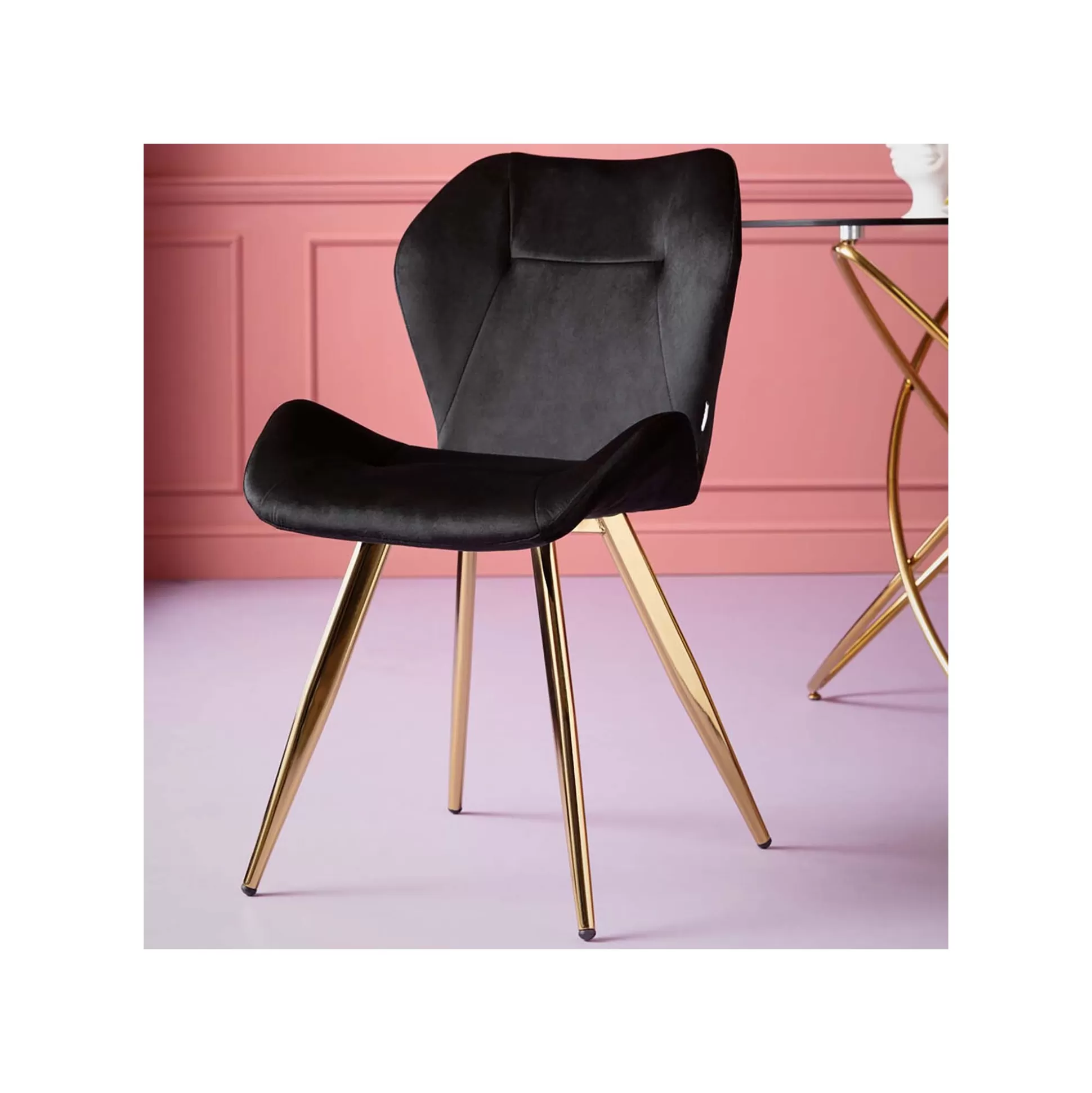 Chaise Viva Velours Noir Et Or ^KARE Design Cheap
