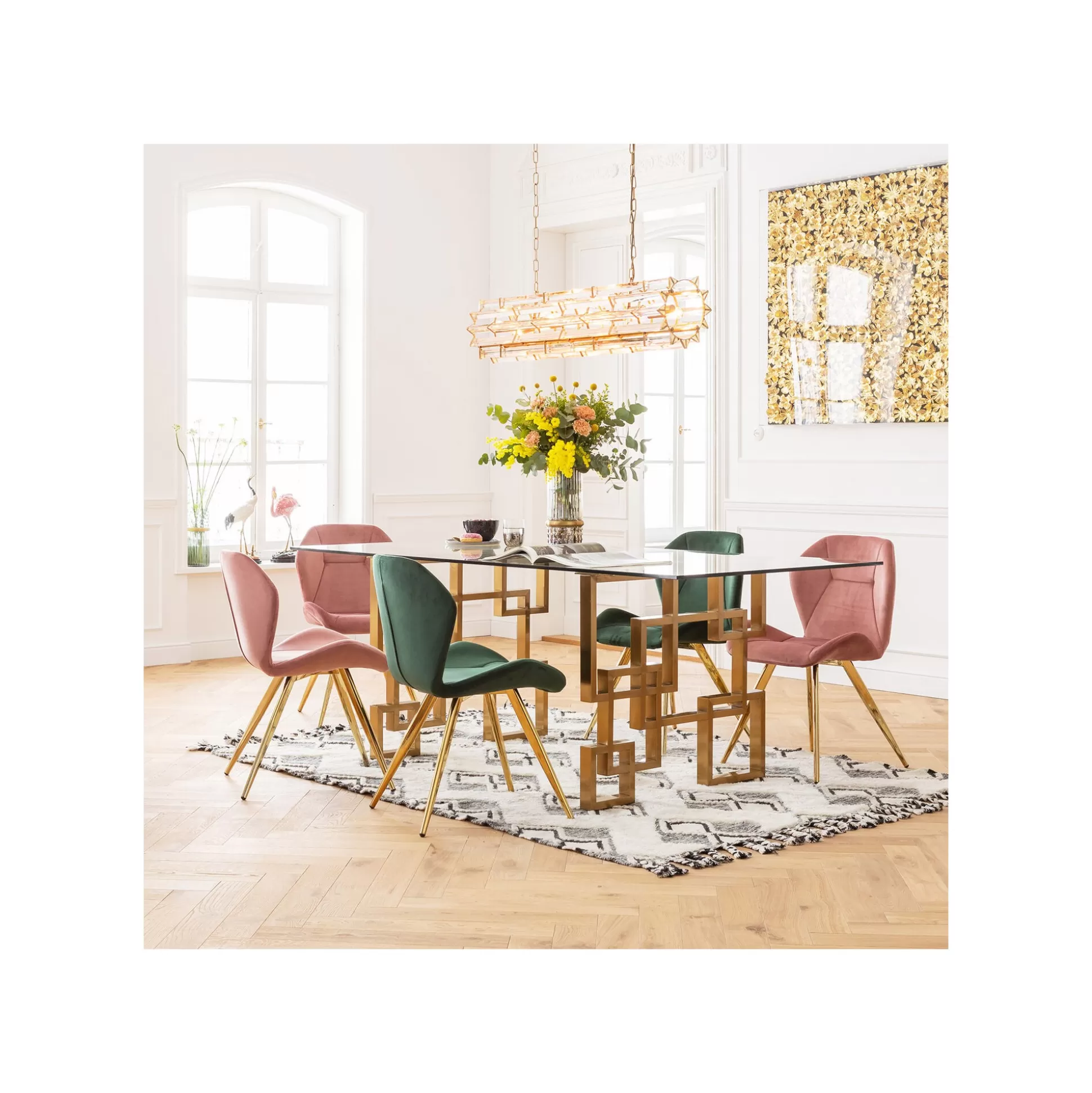 Chaise Viva Velours Rose Et Or ^KARE Design Store