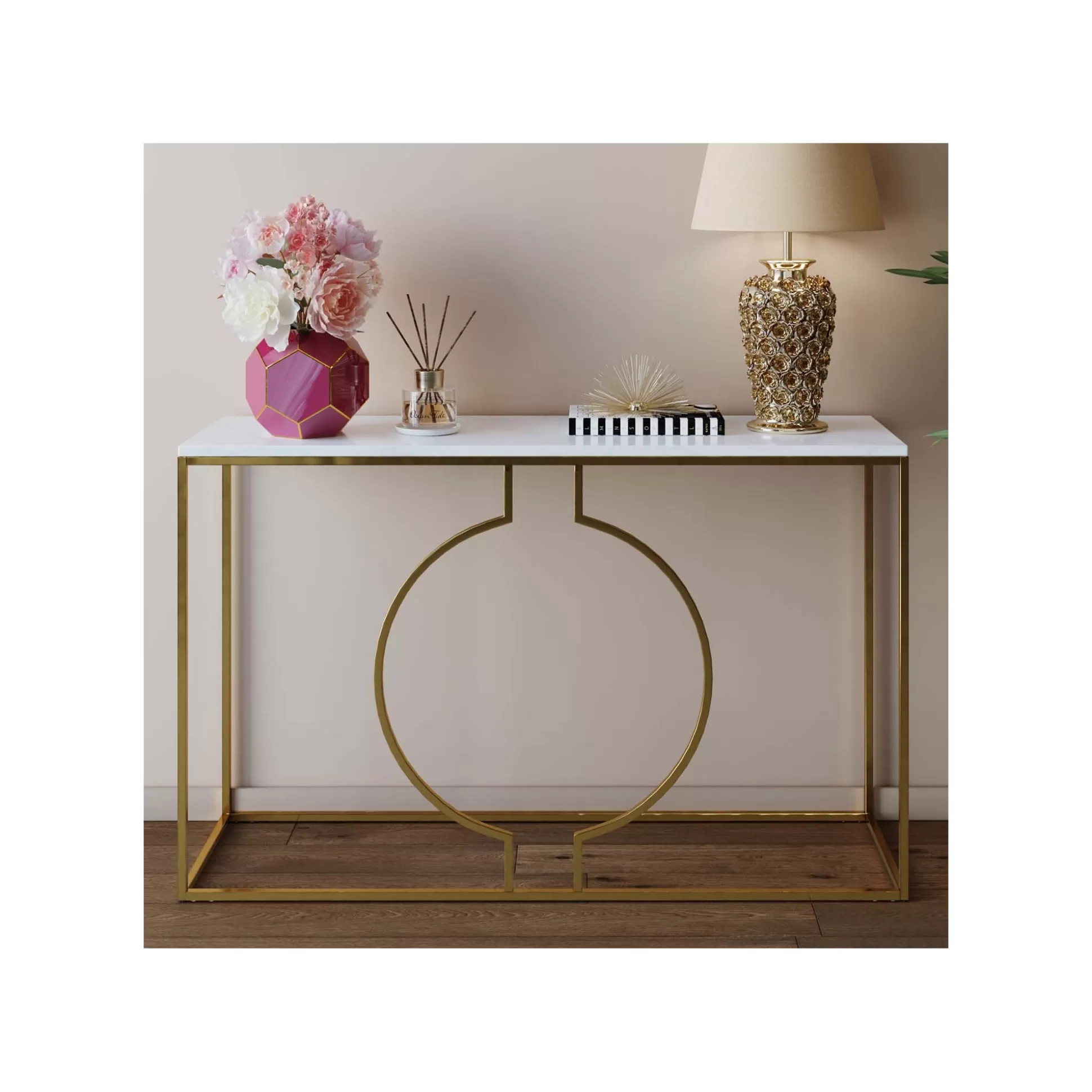 Console Miami Loft 120x35cm Blanche Et Dorée ^KARE Design Outlet