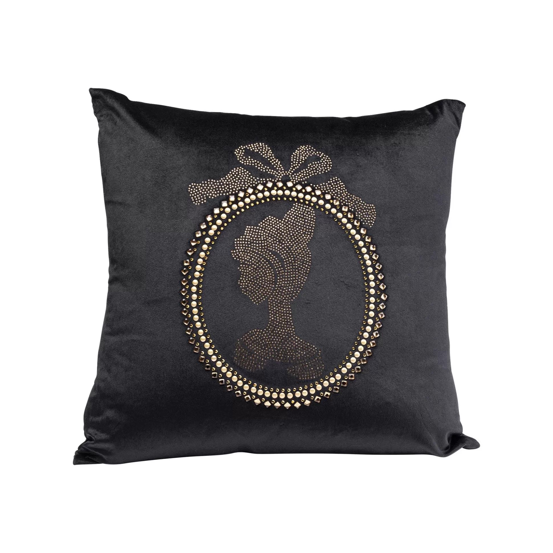 Coussin Noir Médaillon Strass ^KARE Design Shop