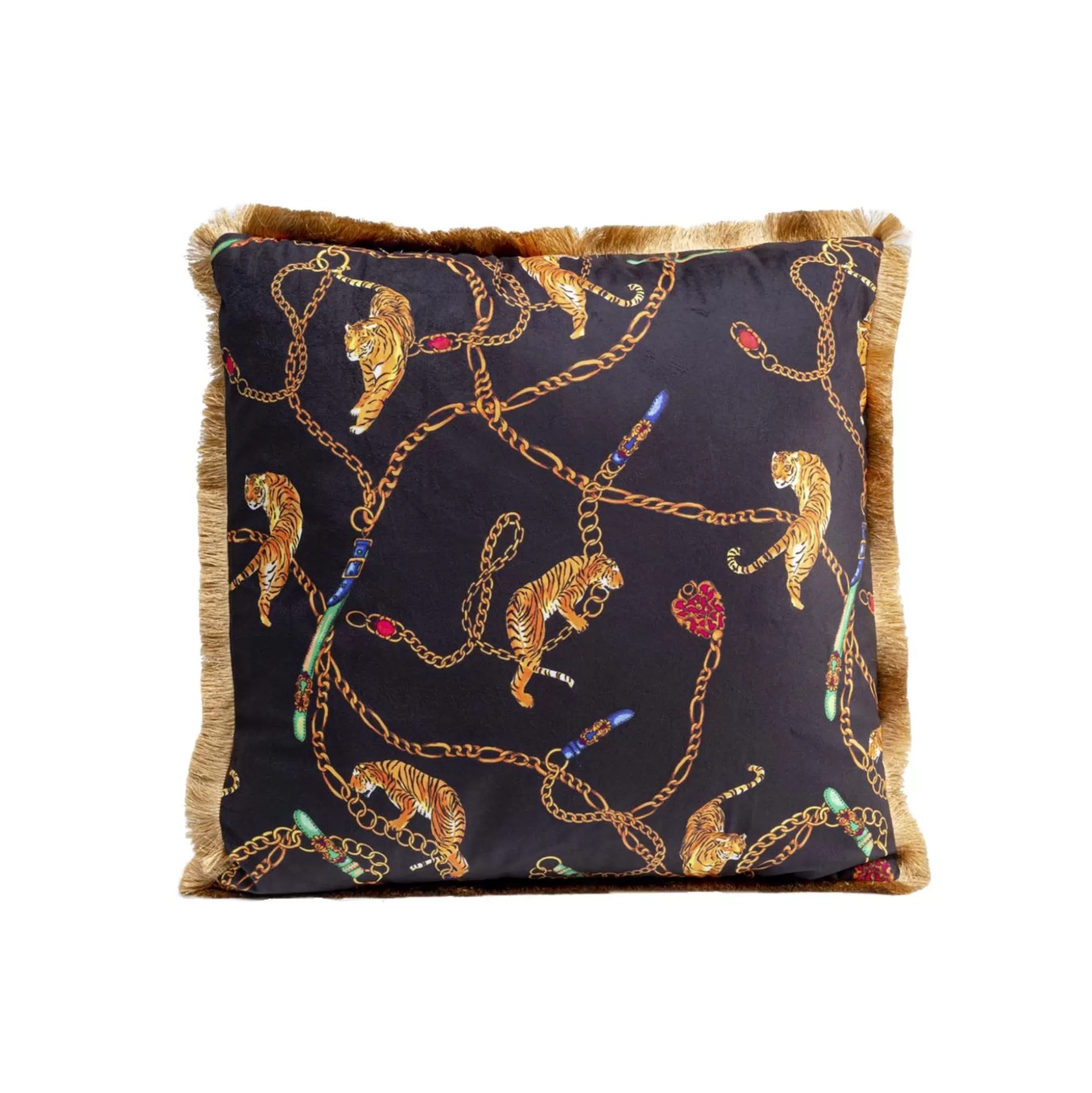 Coussin Noir Tigres Et Chaînes ^KARE Design Best Sale