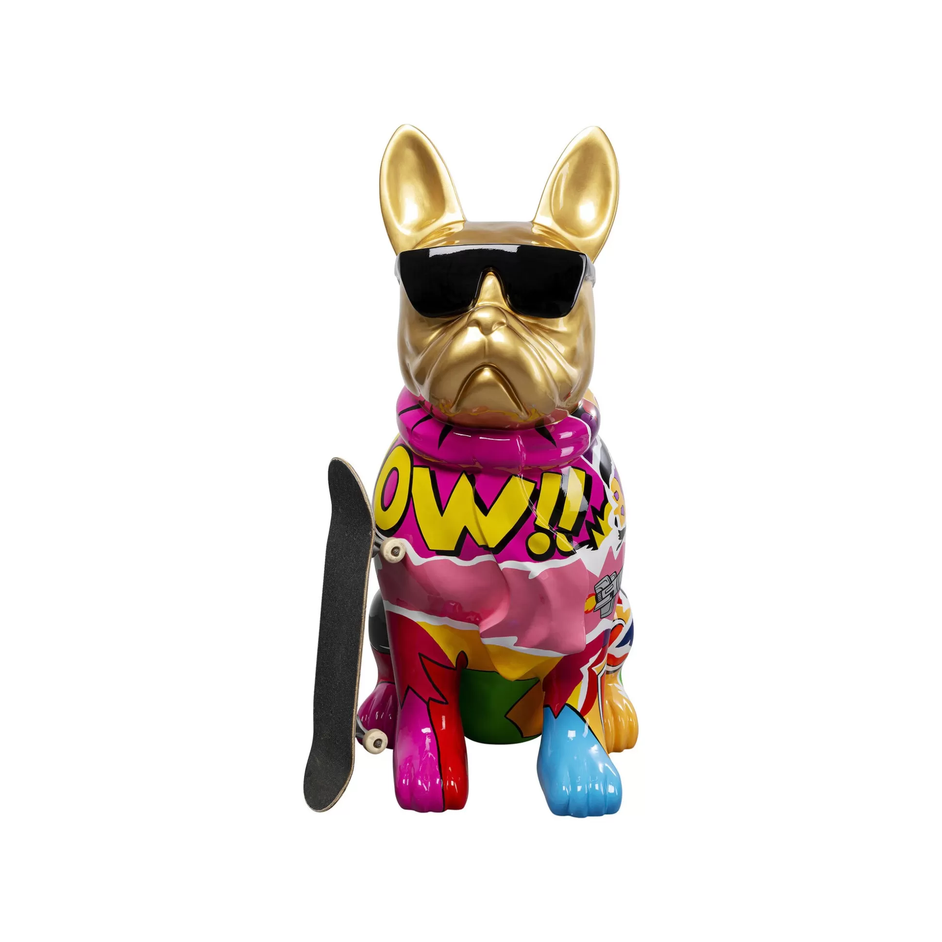 Déco Bouledogue Doré Graffiti Lunettes XL 152cm ^KARE Design Clearance