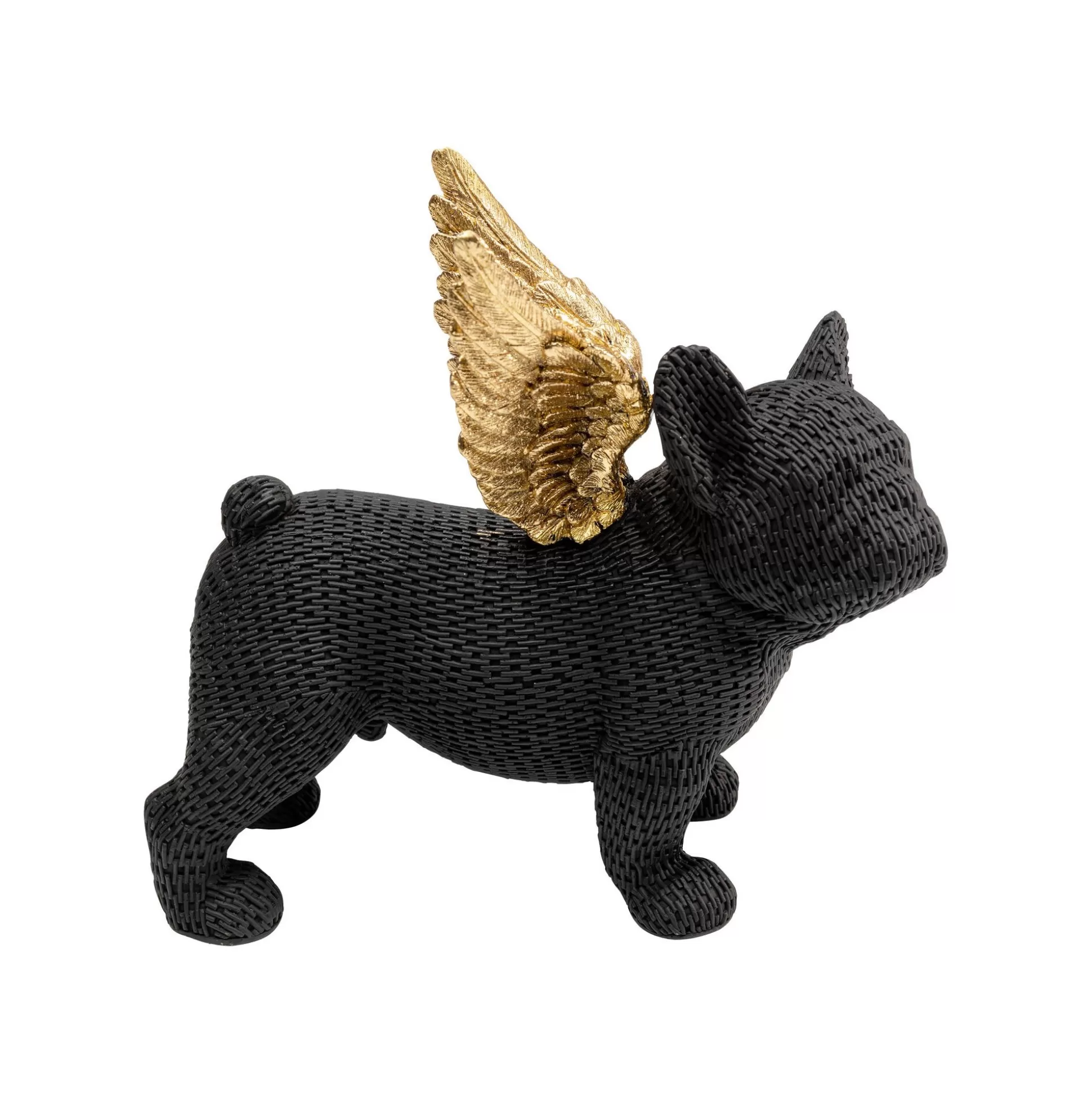 Déco Bouledogue Noir Texturé Ailes Dorées ^KARE Design Hot