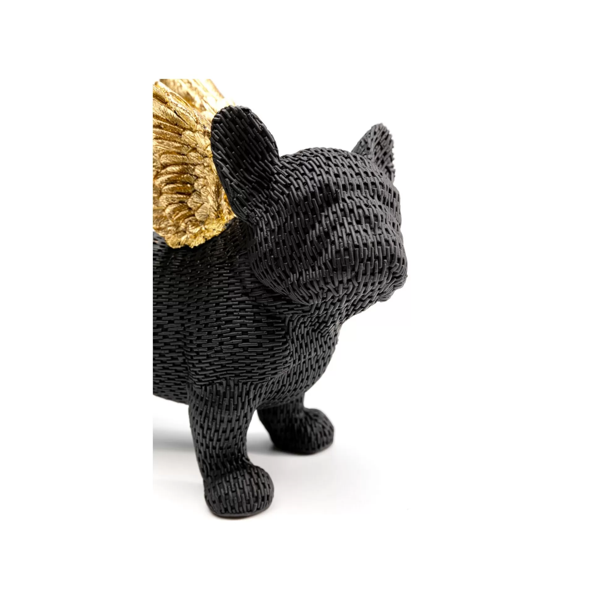 Déco Bouledogue Noir Texturé Ailes Dorées ^KARE Design Hot