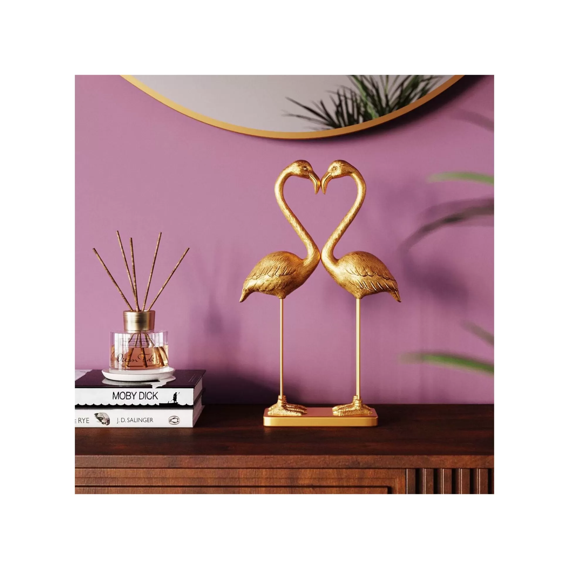 Déco Couple Cœur Flamants Dorés 39cm ^KARE Design New