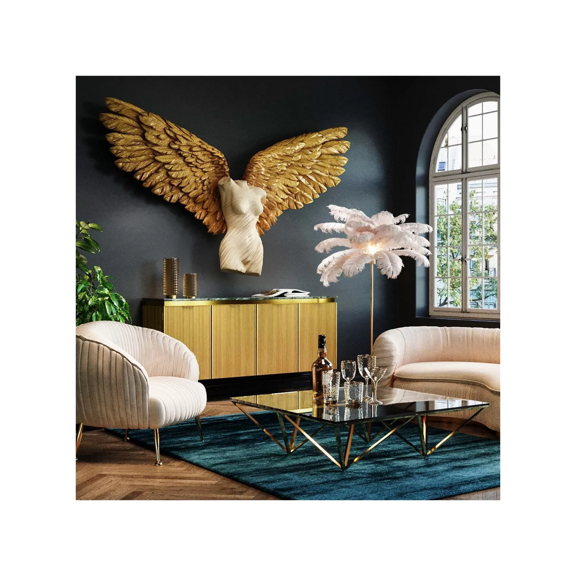 Déco Murale Buste Femme Ailes Dorées 203x140cm ^KARE Design Best Sale