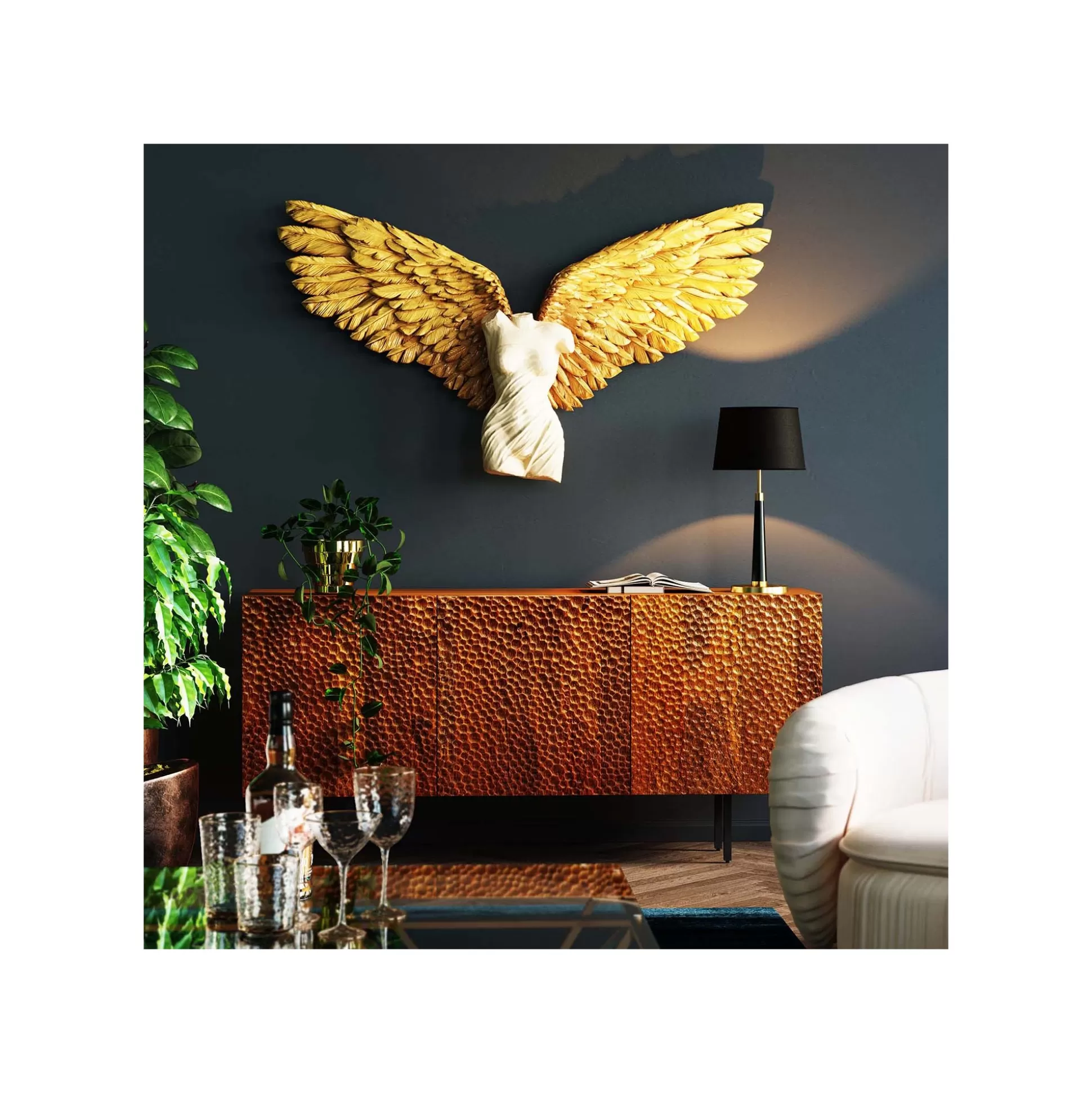 Déco Murale Buste Femme Ailes Dorées 124x71cm ^KARE Design Cheap
