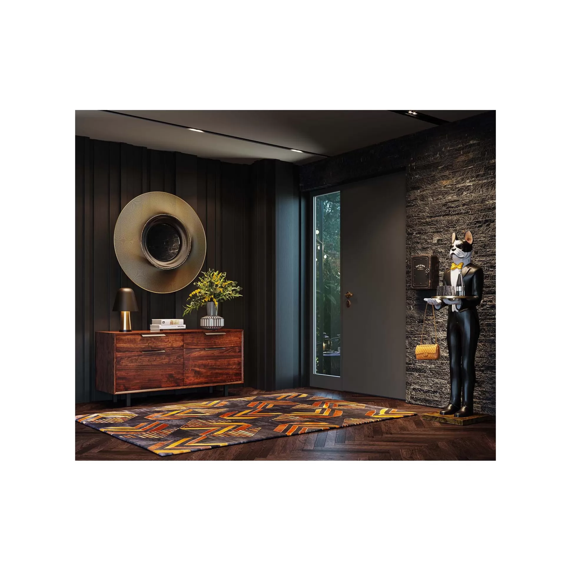 Déco XL Chien Majordome Noir Et Blanc 165cm ^KARE Design Fashion