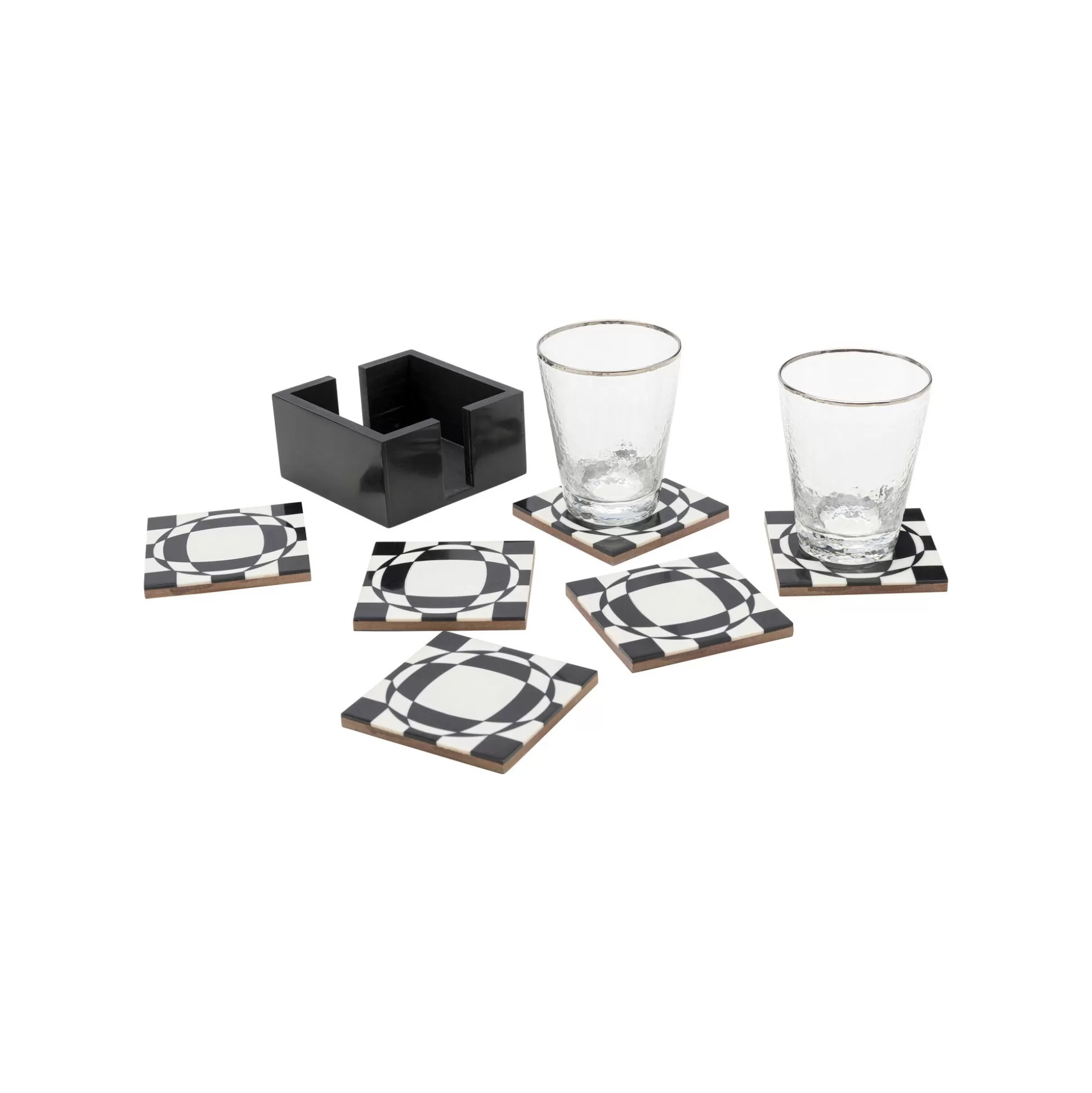 Dessous De Verre Miracle Noirs Et Blancs Set De 6 ^KARE Design Sale