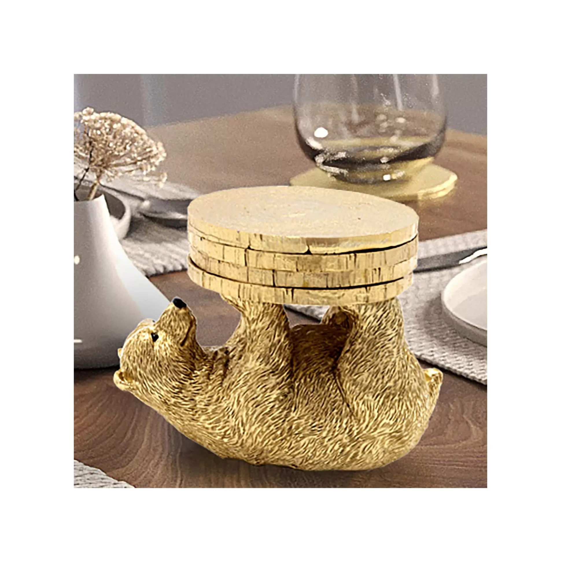Dessous De Verre Ours Doré Set De 4 ^KARE Design Cheap