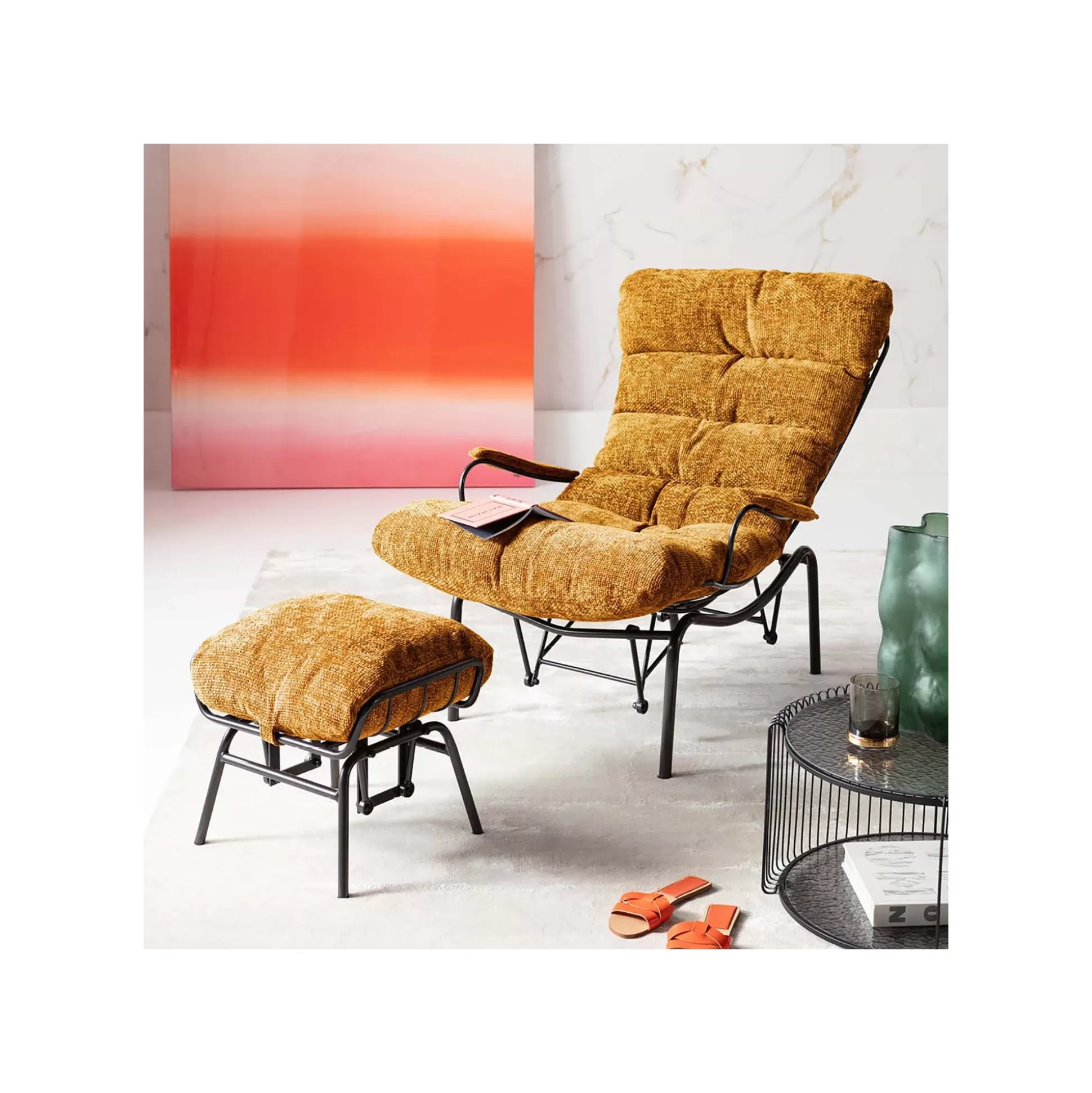 Fauteuil Et Repose-pieds Vienna Swing Jaune ^KARE Design Online