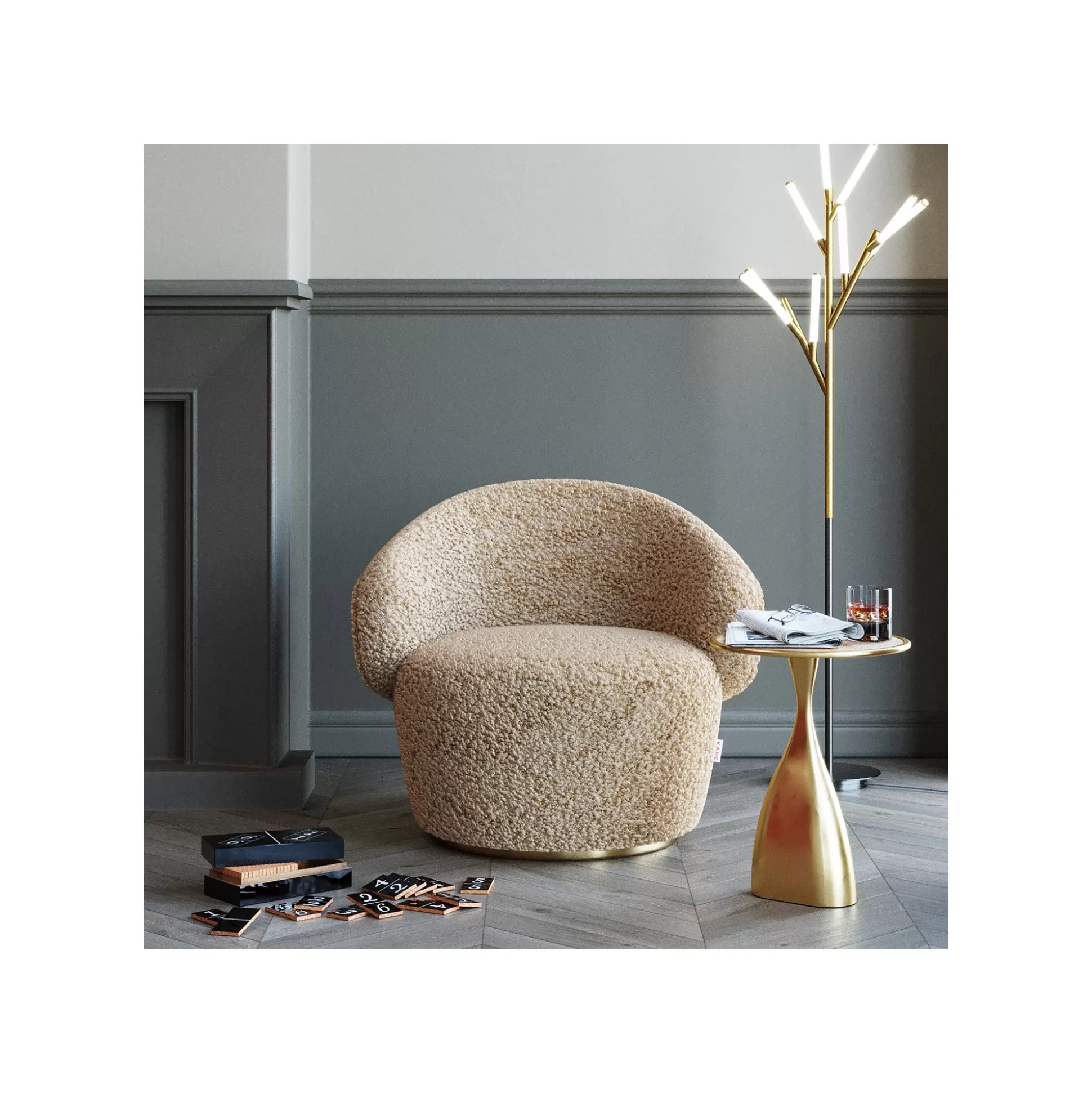 Fauteuil Pivotant Carella Taupe ^KARE Design Cheap