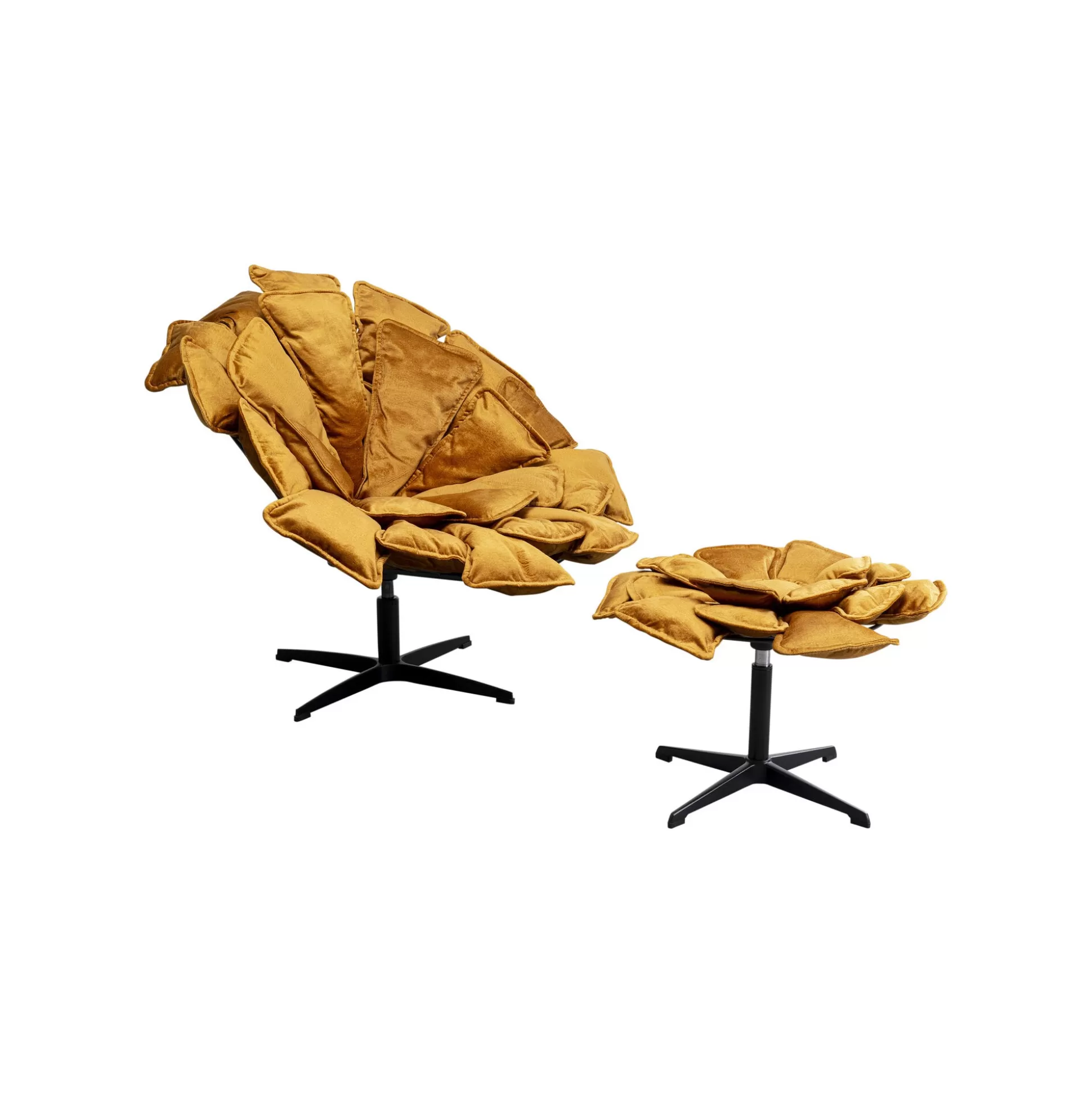 Fauteuil Pivotant Et Repose-pieds Blossom Ocre ^KARE Design Flash Sale