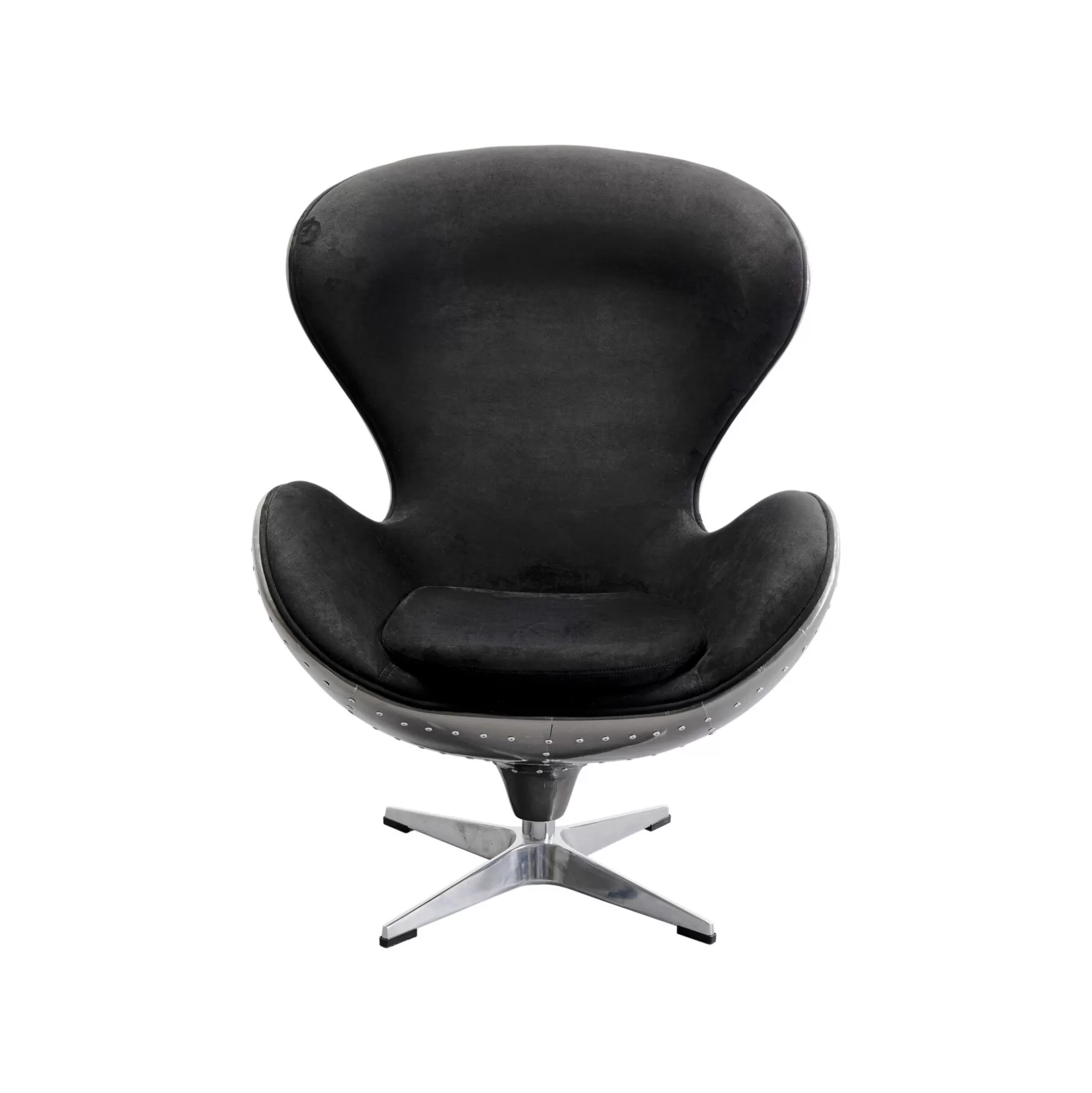 Fauteuil Pivotant Lounge Noir Et Gris Rivets ^KARE Design Cheap