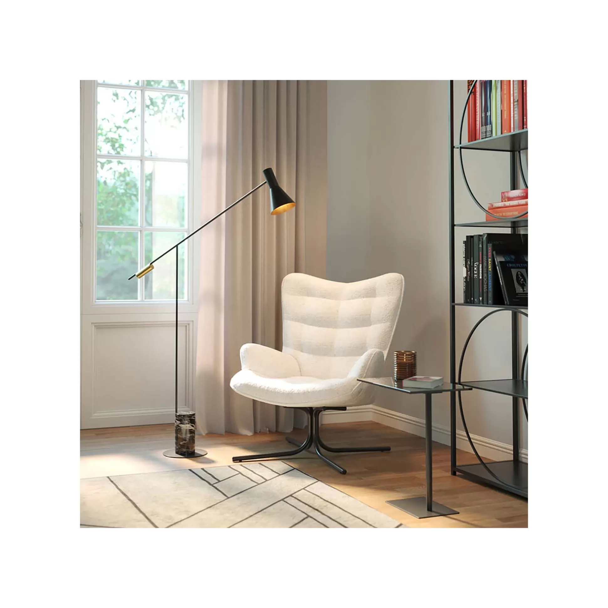 Fauteuil Pivotant Oscar Boucle Crème ^KARE Design Clearance