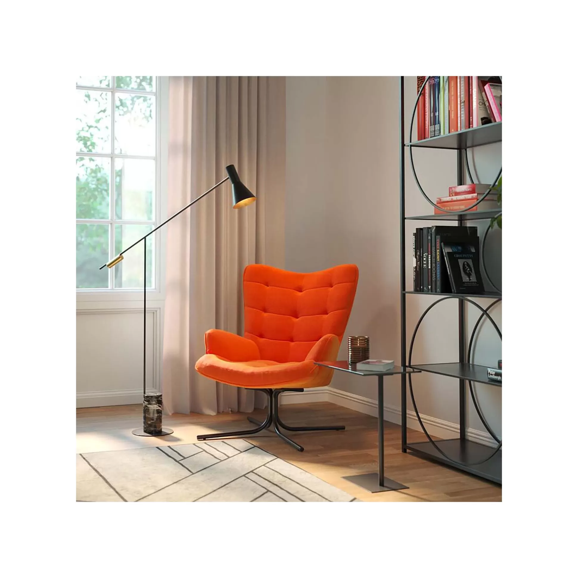 Fauteuil Pivotant Oscar Velours Orange ^KARE Design Discount