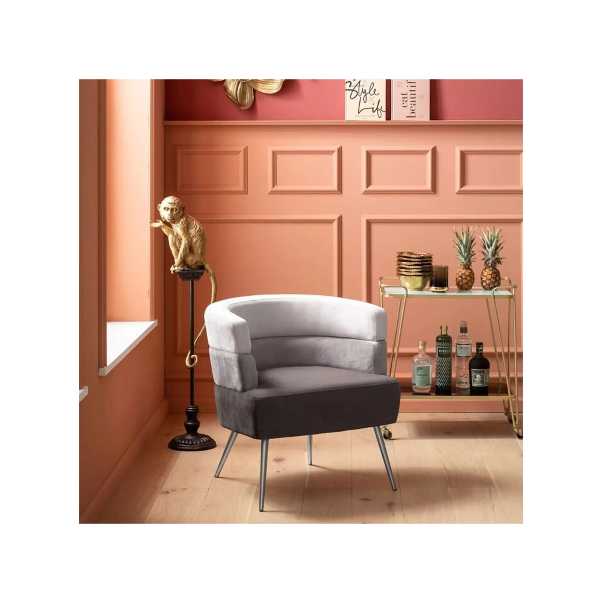 Fauteuil Sandwich Velours Gris ^KARE Design Flash Sale